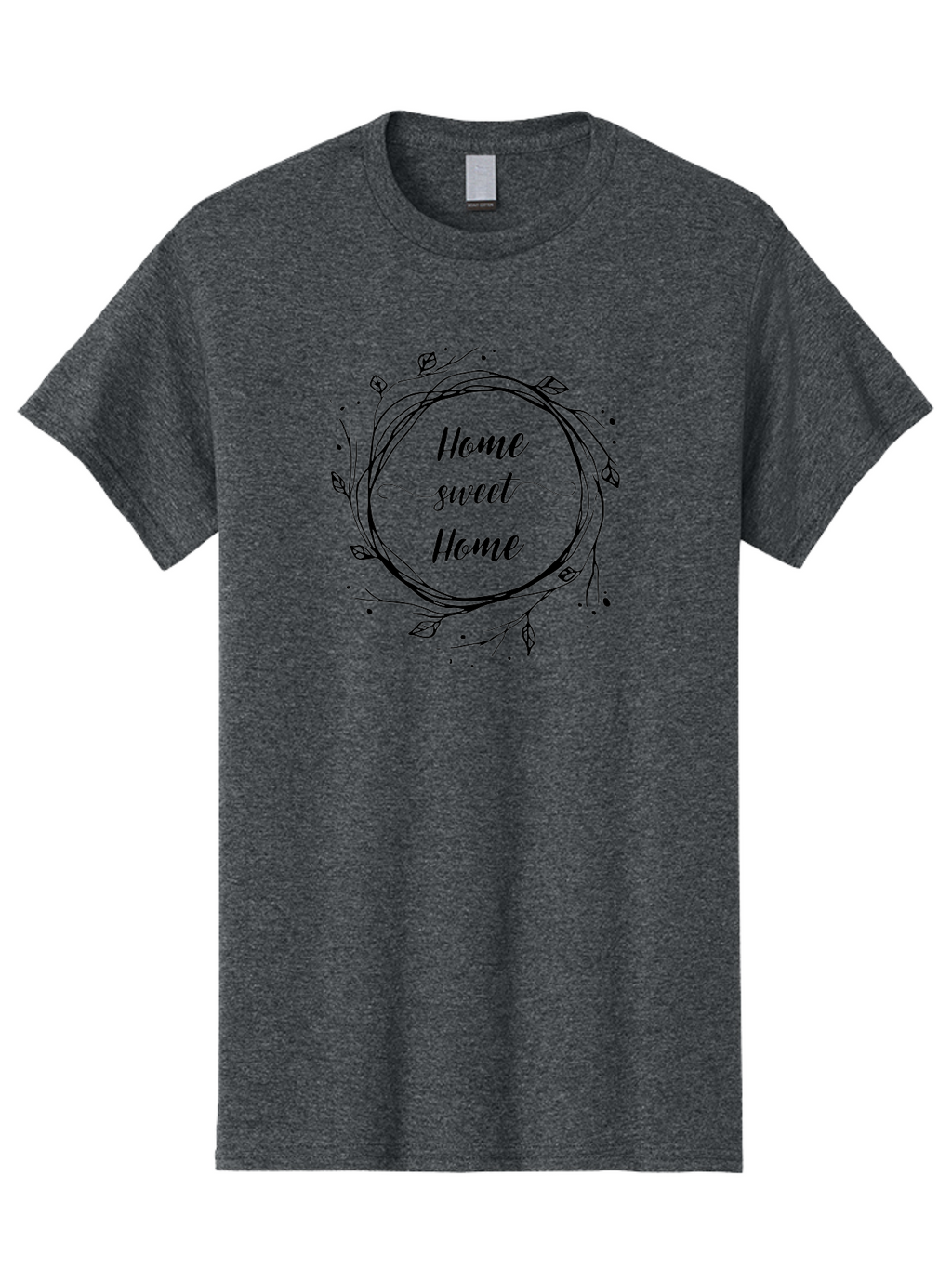 Home-Sweet-Home Men'S Graphic Tee, 100% Cotton, Comfortable Casual Summer Wear, Machine Washable, Home Decor, Cozy Living, Home Sweet Home, Minimalist Design, Elegant Typography, Floral Wreath, Simple Elegance, Home Inspiration Aac826
