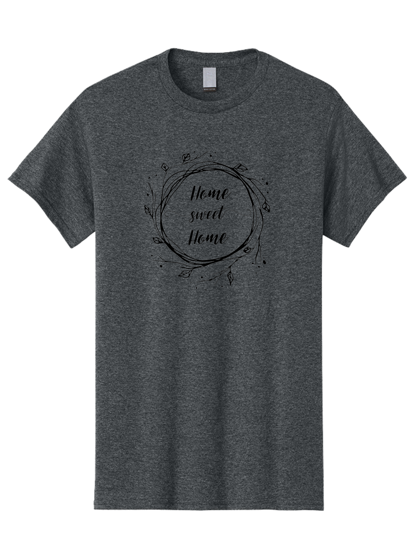 Home-Sweet-Home Men'S Graphic Tee, 100% Cotton, Comfortable Casual Summer Wear, Machine Washable, Home Decor, Cozy Living, Home Sweet Home, Minimalist Design, Elegant Typography, Floral Wreath, Simple Elegance, Home Inspiration Aac826