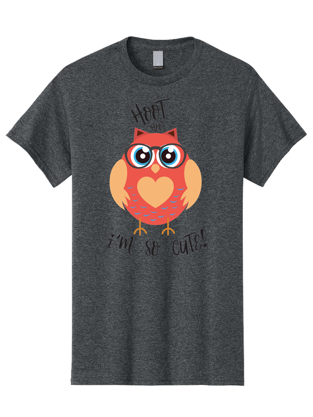 Hoot-Hoot-Owl Men'S Graphic Tee, 100% Cotton, Comfortable Casual Summer Wear, Machine Washable, Cartoon Owl, Heart-Shaped Chest, Glasses, Big Eyes, Cute Animal, Funny Illustration, Whimsical Design, Hoot Hoot, Adorable Creature, Aac827