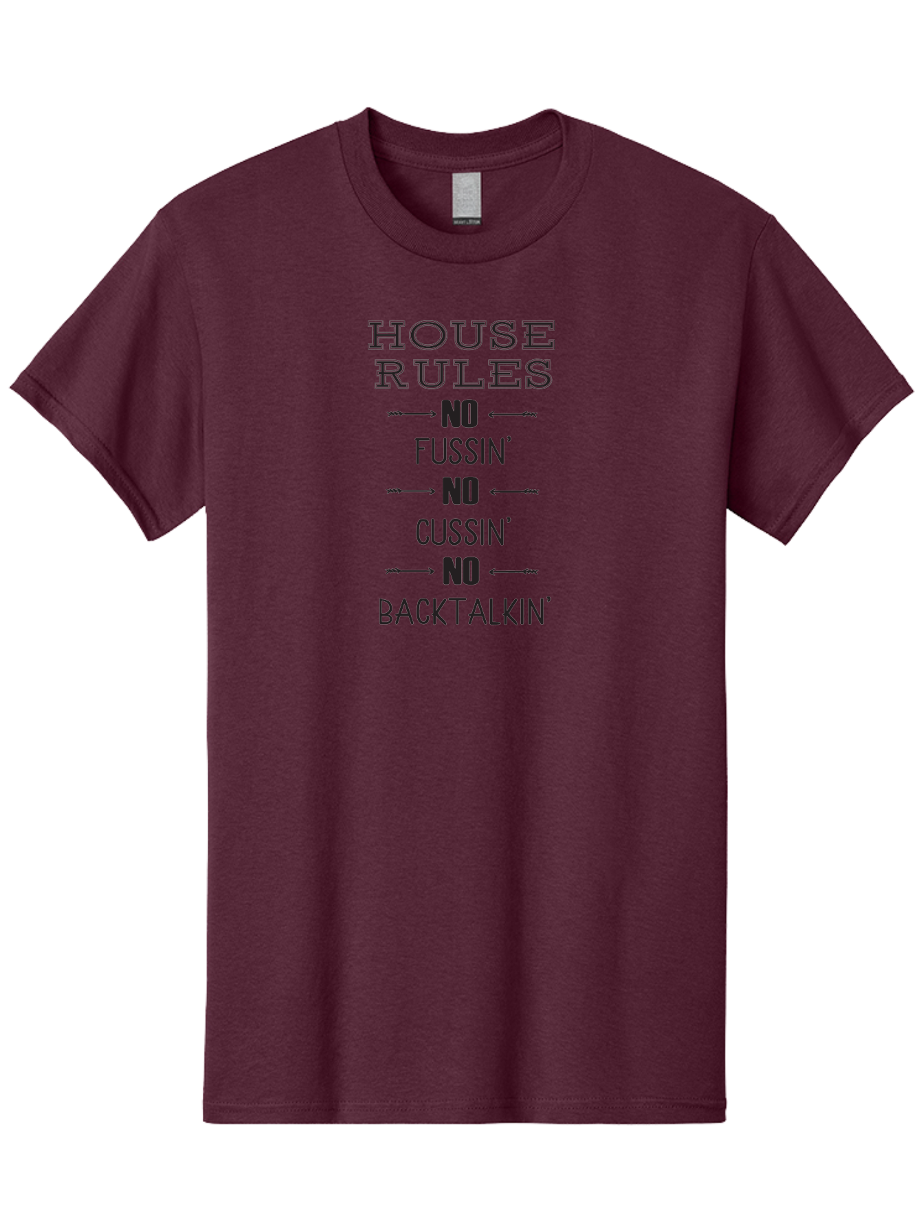 House-Rules Men'S Graphic Tee, 100% Cotton, Comfortable Casual Summer Wear, Machine Washable, House Rules, No Fussin', No Cussin', No Backtalkin', Household Rules, Family Guidelines, Behavioral Expectations, Household Etiquette Aac832