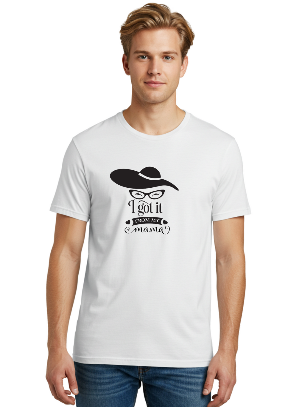 I-Got-It-From-My-Mama Men'S Graphic Tee, 100% Cotton, Comfortable Casual Summer Wear, Machine Washable, Funny Mama Quote, Humorous Mom Saying, I Got It From My Mama, Cute Mama Design, Mama Love, Mom Humor, Heartwarming Quote, Aac848