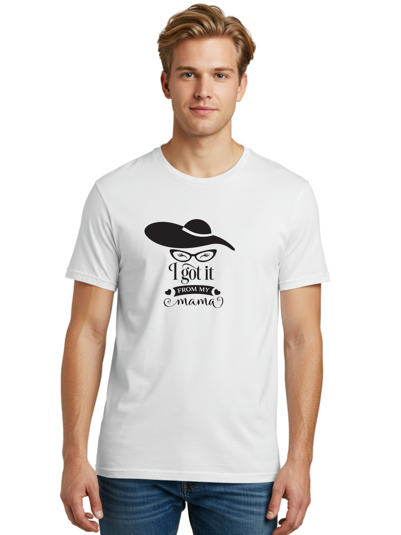 I-Got-It-From-My-Mama Men'S Graphic Tee, 100% Cotton, Comfortable Casual Summer Wear, Machine Washable, Funny Mama Quote, Humorous Mom Saying, I Got It From My Mama, Cute Mama Design, Mama Love, Mom Humor, Heartwarming Quote, Aac848