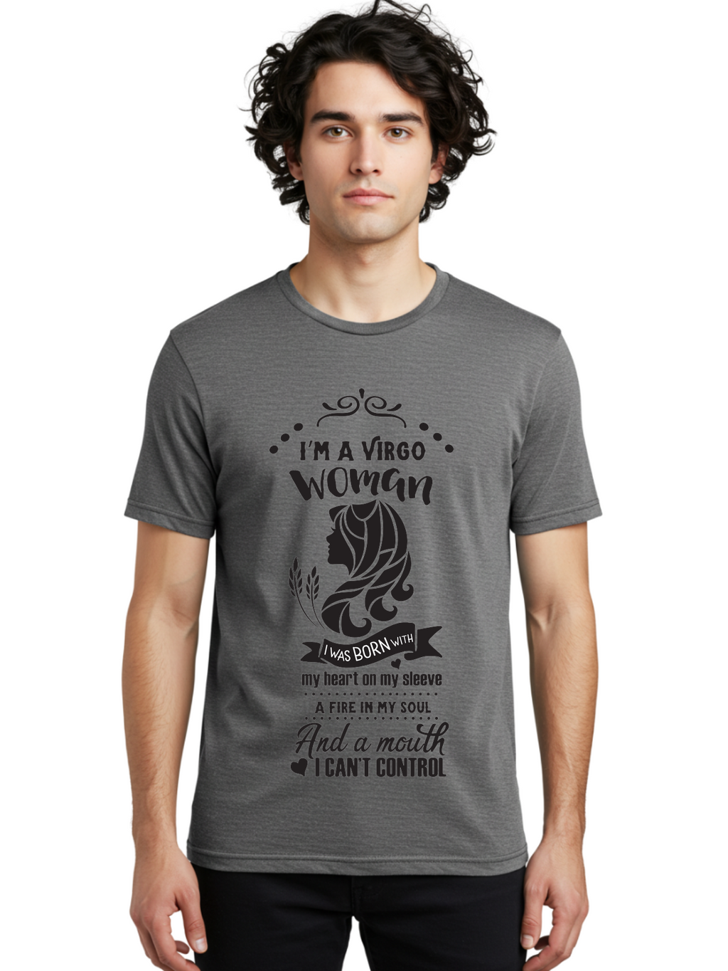 I-M-Virgo-Woman Men'S Graphic Tee, 100% Cotton, Comfortable Casual Summer Wear, Machine Washable, Virgo Woman, Astrological Sign, Zodiac Personality, Strong Female, Heart On Sleeve, Fire In Soul, Outspoken, Virgo Traits, Confident Woman, Aac869