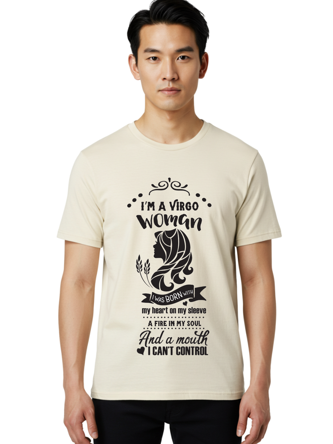 I-M-Virgo-Woman Men'S Graphic Tee, 100% Cotton, Comfortable Casual Summer Wear, Machine Washable, Virgo Woman, Astrological Sign, Zodiac Personality, Strong Female, Heart On Sleeve, Fire In Soul, Outspoken, Virgo Traits, Confident Woman, Aac869