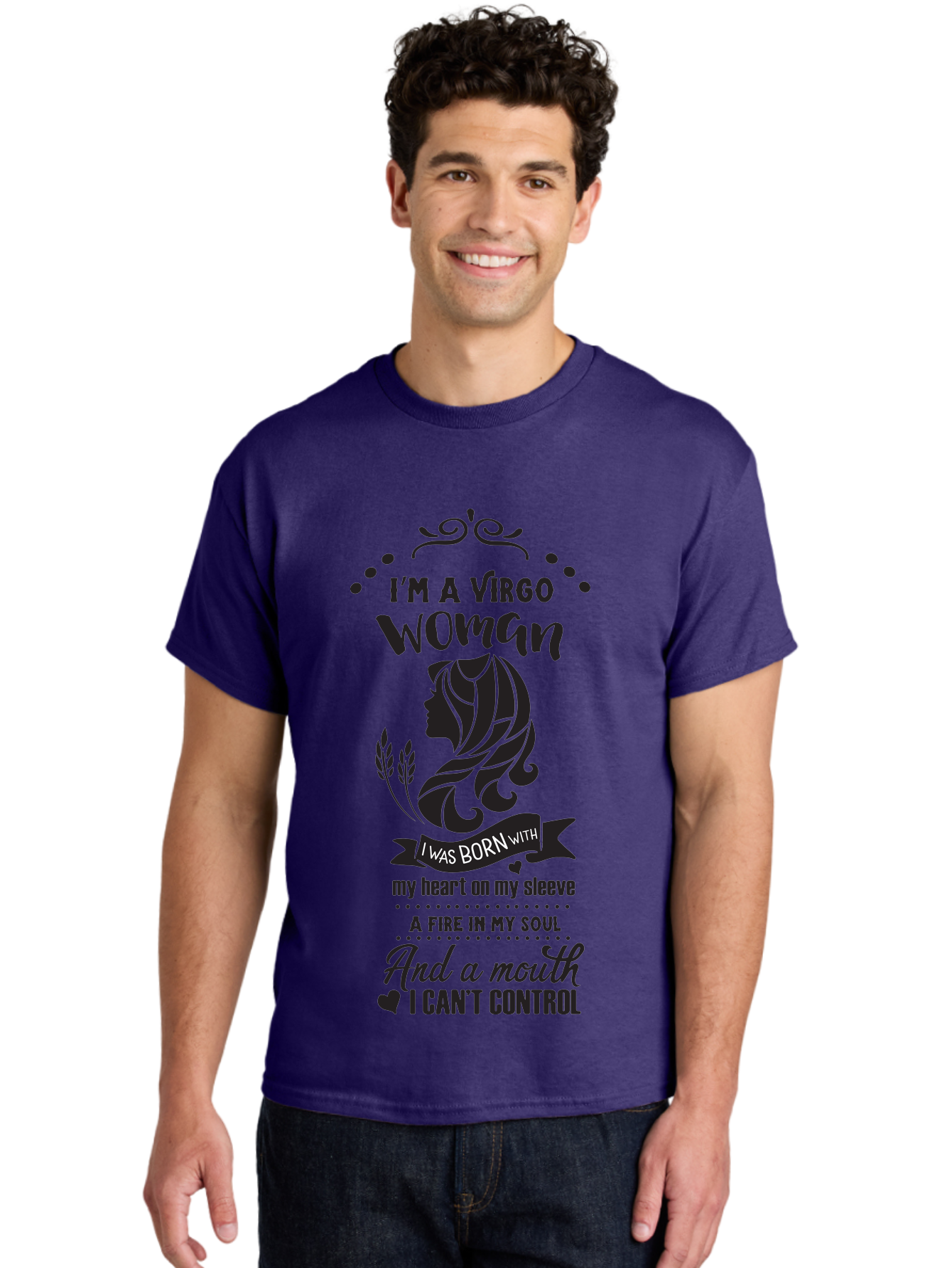 I-M-Virgo-Woman Men'S Graphic Tee, 100% Cotton, Comfortable Casual Summer Wear, Machine Washable, Virgo Woman, Astrological Sign, Zodiac Personality, Strong Female, Heart On Sleeve, Fire In Soul, Outspoken, Virgo Traits, Confident Woman, Aac869