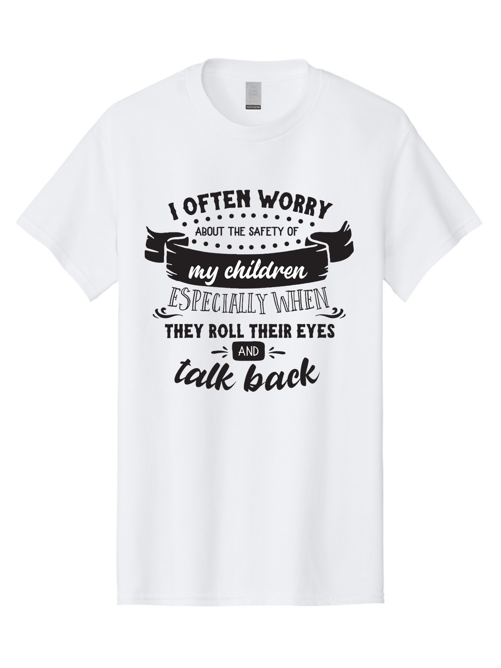 I-Often-Worry-About-The-Safety-Of-My-Children Men'S Graphic Tee, 100% Cotton, Comfortable Casual Summer Wear, Machine Washable, Funny Parenting Quote, Humorous Saying, Kids Backtalk, Sarcastic Humor, Ironic Expression, Playful Design, Aac873