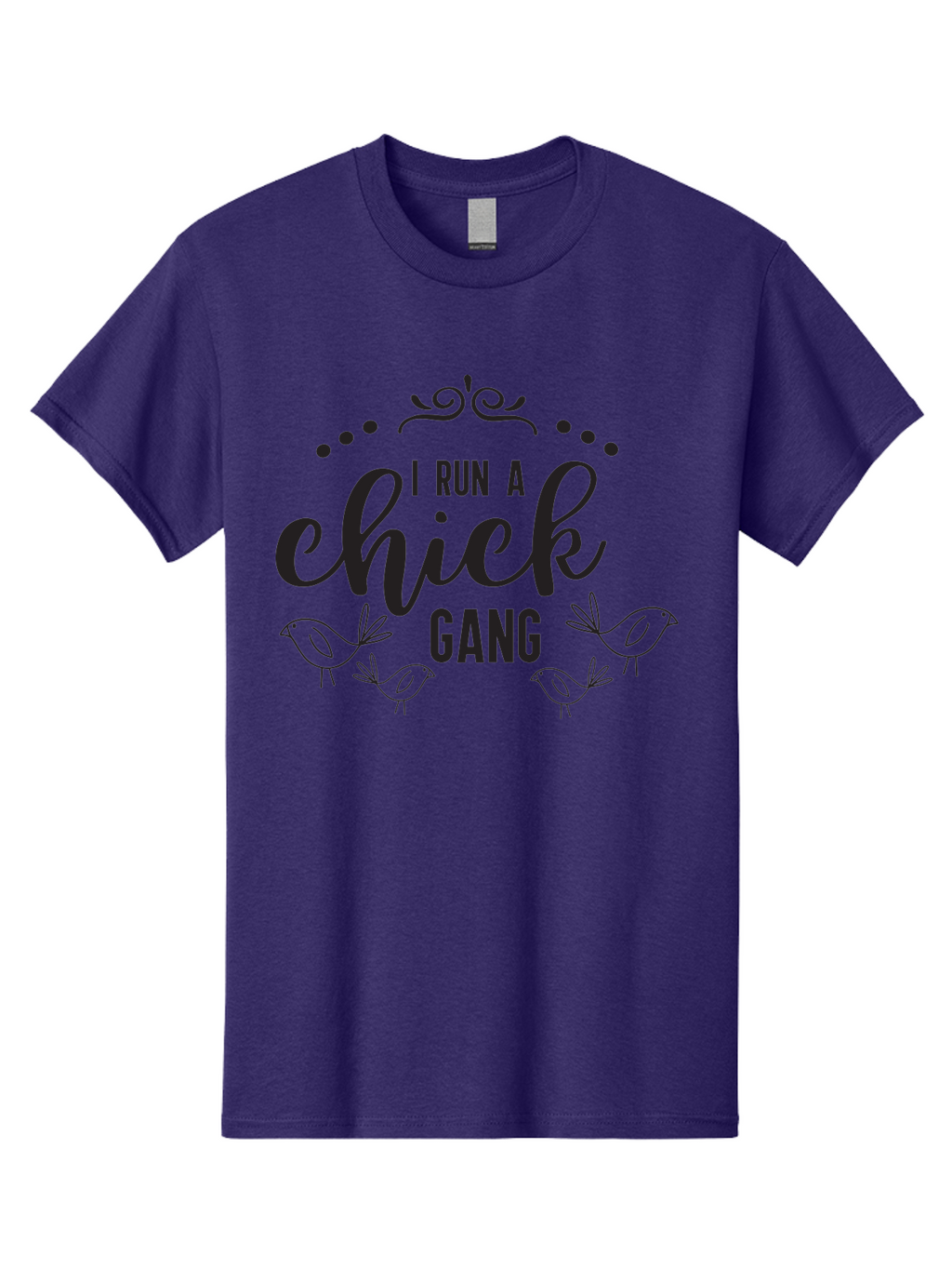 I-Run-A-Chick-Gang Men'S Graphic Tee, 100% Cotton, Comfortable Casual Summer Wear, Machine Washable, Funny Chicken Sayings, Cute Bird Quotes, Humorous Farm Phrases, Trendy Chicken Graphics, Farm Humor, Chicken Lover Gifts, Poultry Puns Aac875