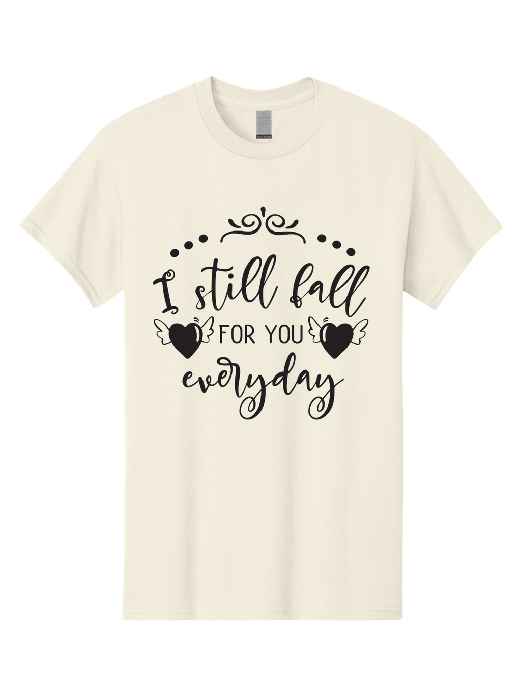 I-Still-Fall-For-You-Everyday Men'S Graphic Tee, 100% Cotton, Comfortable Casual Summer Wear, Machine Washable, Love Quote, Romantic Phrase, Heartwarming Words, Lovely Saying, I Still Fall For You Everyday, Sweet Sentiment, Lovely Hearts, Aac878