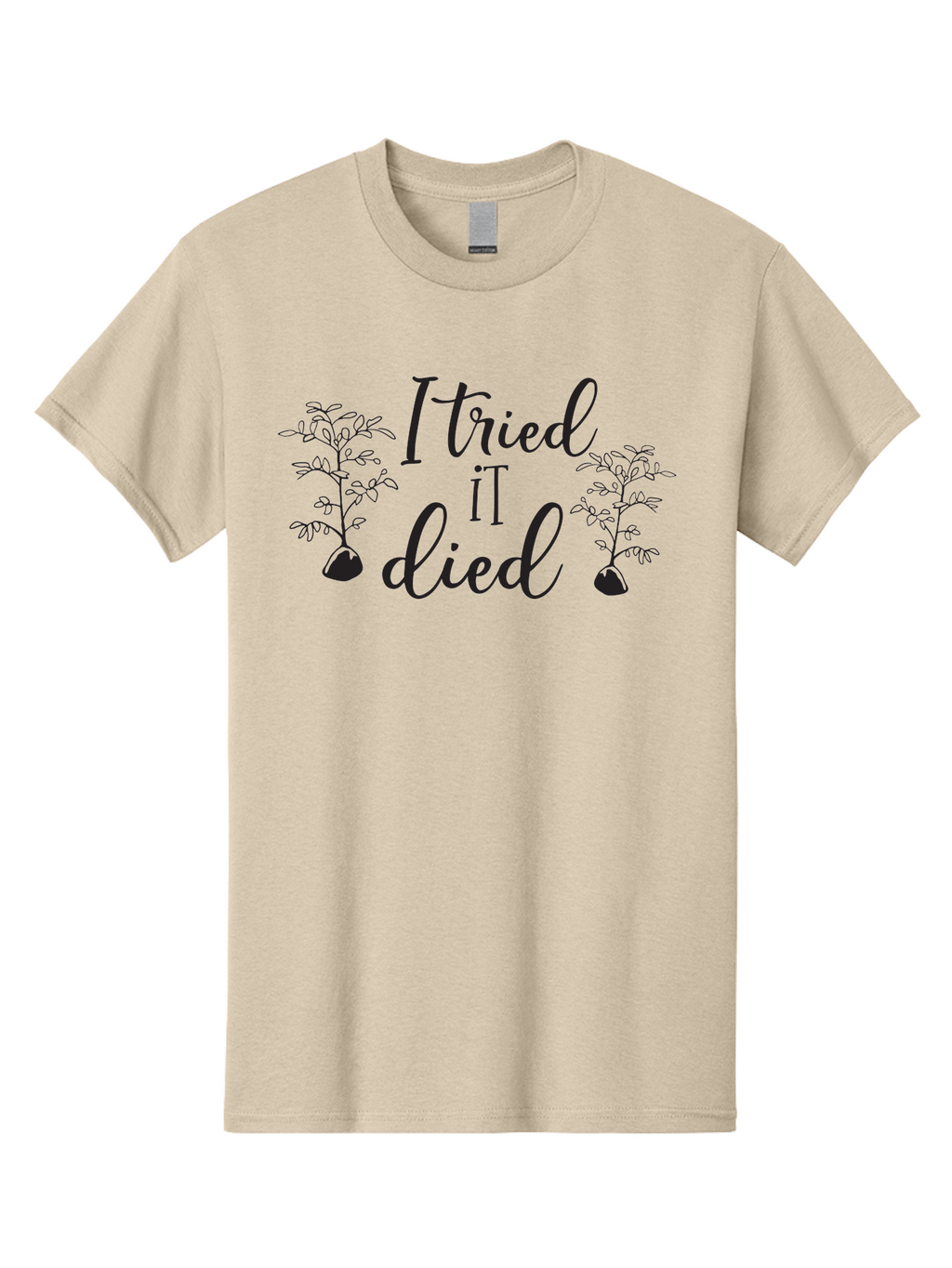 I-Tried-It-Died Men'S Graphic Tee, 100% Cotton, Comfortable Casual Summer Wear, Machine Washable, Funny Plant Quote, Gardening Humor, Plant Parenting Fails, Witty Garden Sayings, Plant Care Memes, Gardening Jokes Aac879
