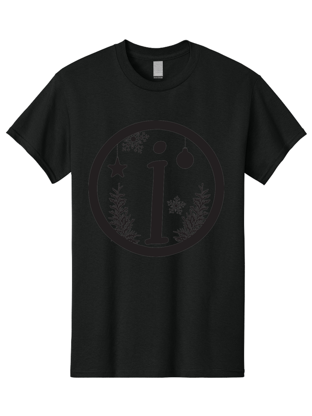 I Men'S Graphic Tee, 100% Cotton, Comfortable Casual Summer Wear, Machine Washable, Lowercase I, Christmas Ornaments, Snowflakes, Festive Decorations, Holiday Theme, Winter Scene, Star Decoration, Sprigs Of Evergreen Aac889
