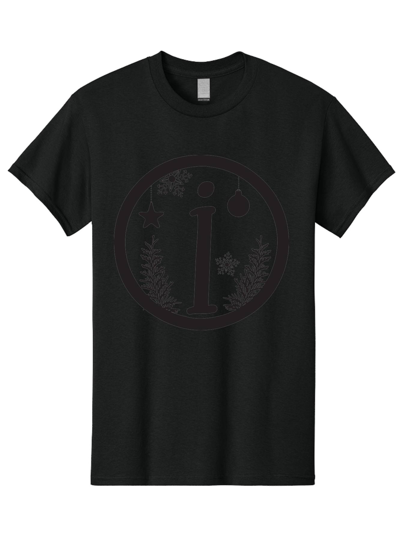 I Men'S Graphic Tee, 100% Cotton, Comfortable Casual Summer Wear, Machine Washable, Lowercase I, Christmas Ornaments, Snowflakes, Festive Decorations, Holiday Theme, Winter Scene, Star Decoration, Sprigs Of Evergreen Aac889