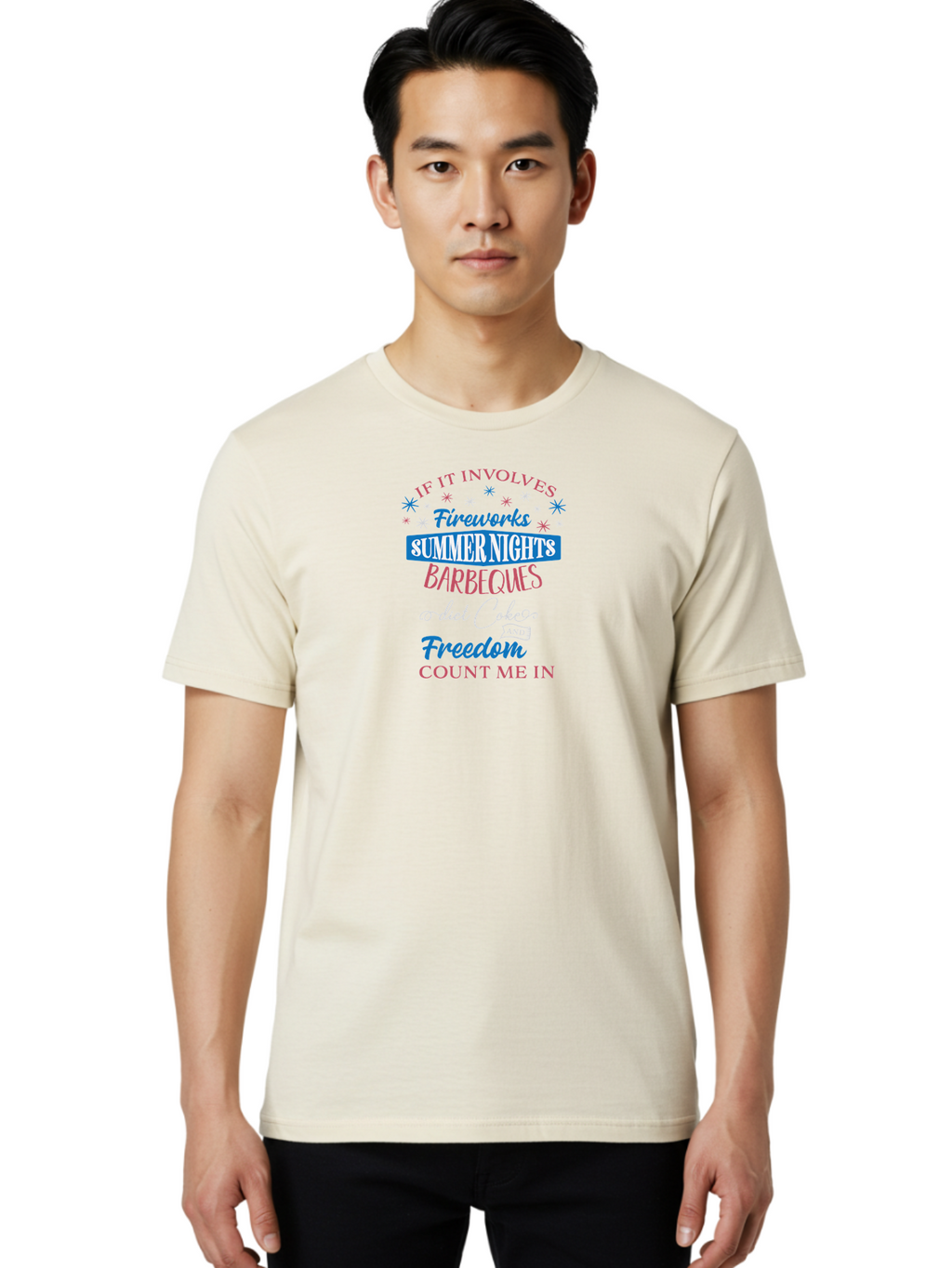 If-It-Involves Men'S Graphic Tee, 100% Cotton, Comfortable Casual Summer Wear, Machine Washable, Summer Vibes, Fireworks, Summer Nights, Barbecues, Diet Coke, Freedom, 4Th Of July, Independence Day, Patriotic Spirit Aac892