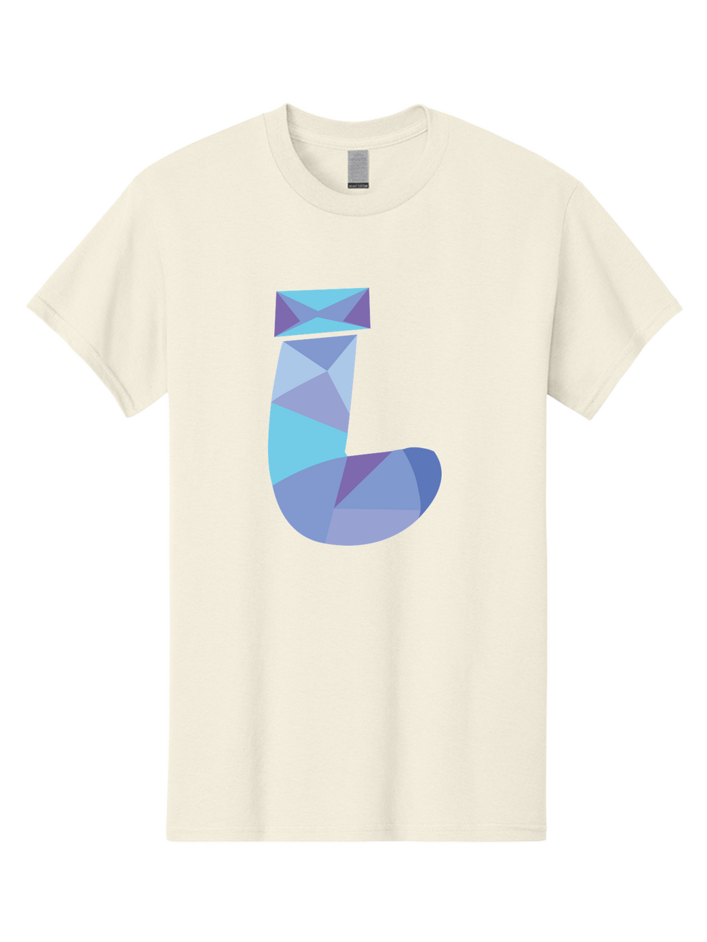 J-2 Men'S Graphic Tee, 100% Cotton, Comfortable Casual Summer Wear, Machine Washable, Geometric Letter J, Abstract Art, Low Poly Design, Blue And Purple Hues, Modern Typography, Stylized Alphabet, Digital Graphic Aac905