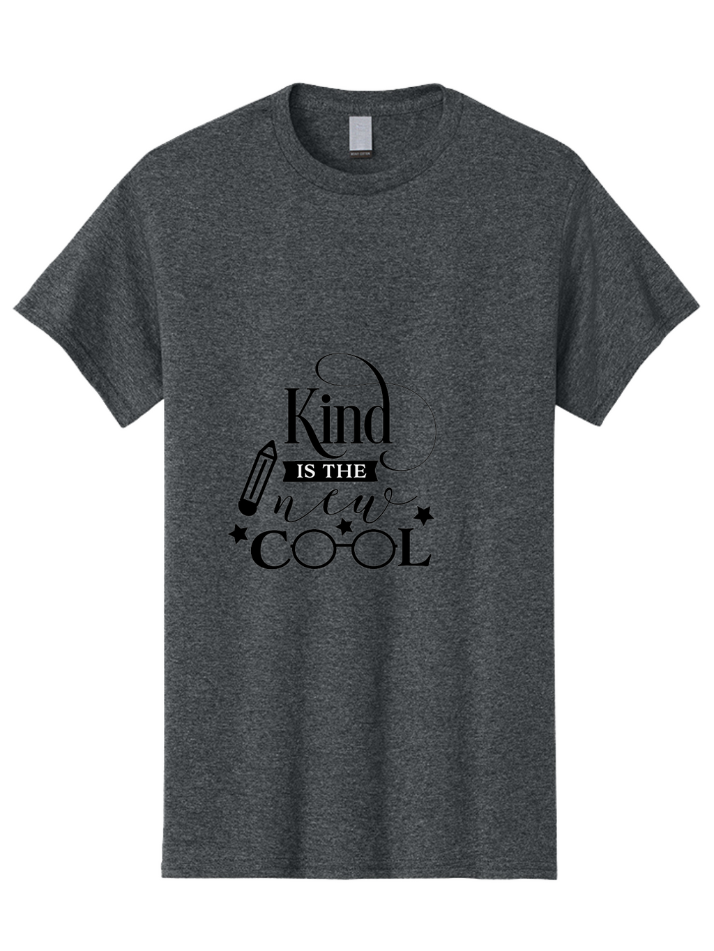 Kind-Is-The-New-Cool Men'S Graphic Tee, 100% Cotton, Comfortable Casual Summer Wear, Machine Washable, Kindness Matters, Inspirational Quote, Positivity, Motivation, Cool Vibes, Pencil Icon, Stars, Trendy Design Elements, Motivational Phrases Aac919
