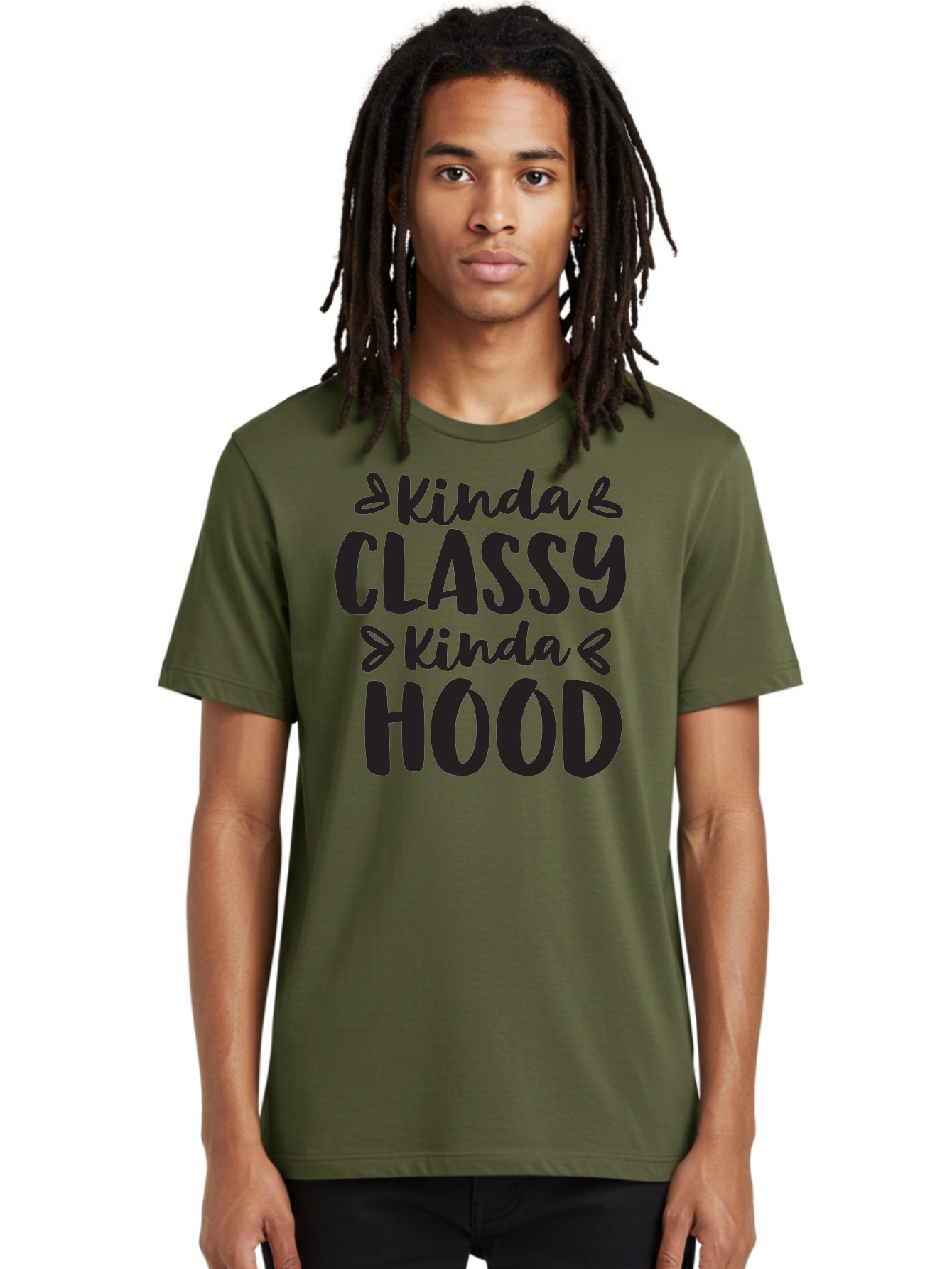 Kinda-Classy-Kinda-Hood Men'S Graphic Tee, 100% Cotton, Comfortable Casual Summer Wear, Machine Washable, Classy And Hood, Contrast, Stylish, Quote, Urban, Elegance, Quirky, Fashion Statement, Sassy, Attitude, Humor, Playful Typography Aac921