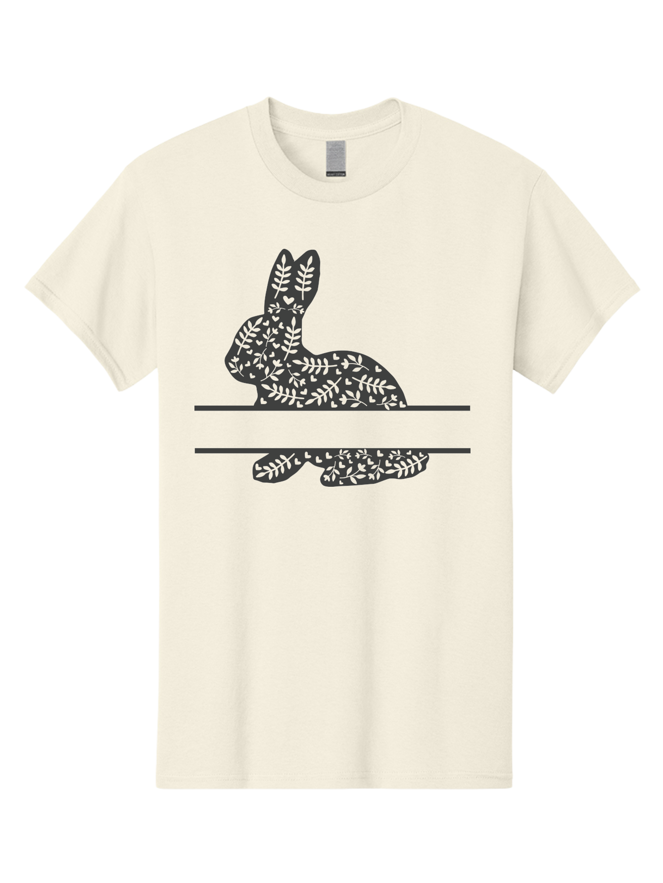 Leafy-Bunny Men'S Graphic Tee, 100% Cotton, Comfortable Casual Summer Wear, Machine Washable, Rabbit Silhouette, Fern Patterns, Leafy Design, Nature-Inspired Art, Botanical Illustration, Whimsical Graphics, Easter Theme Aac929