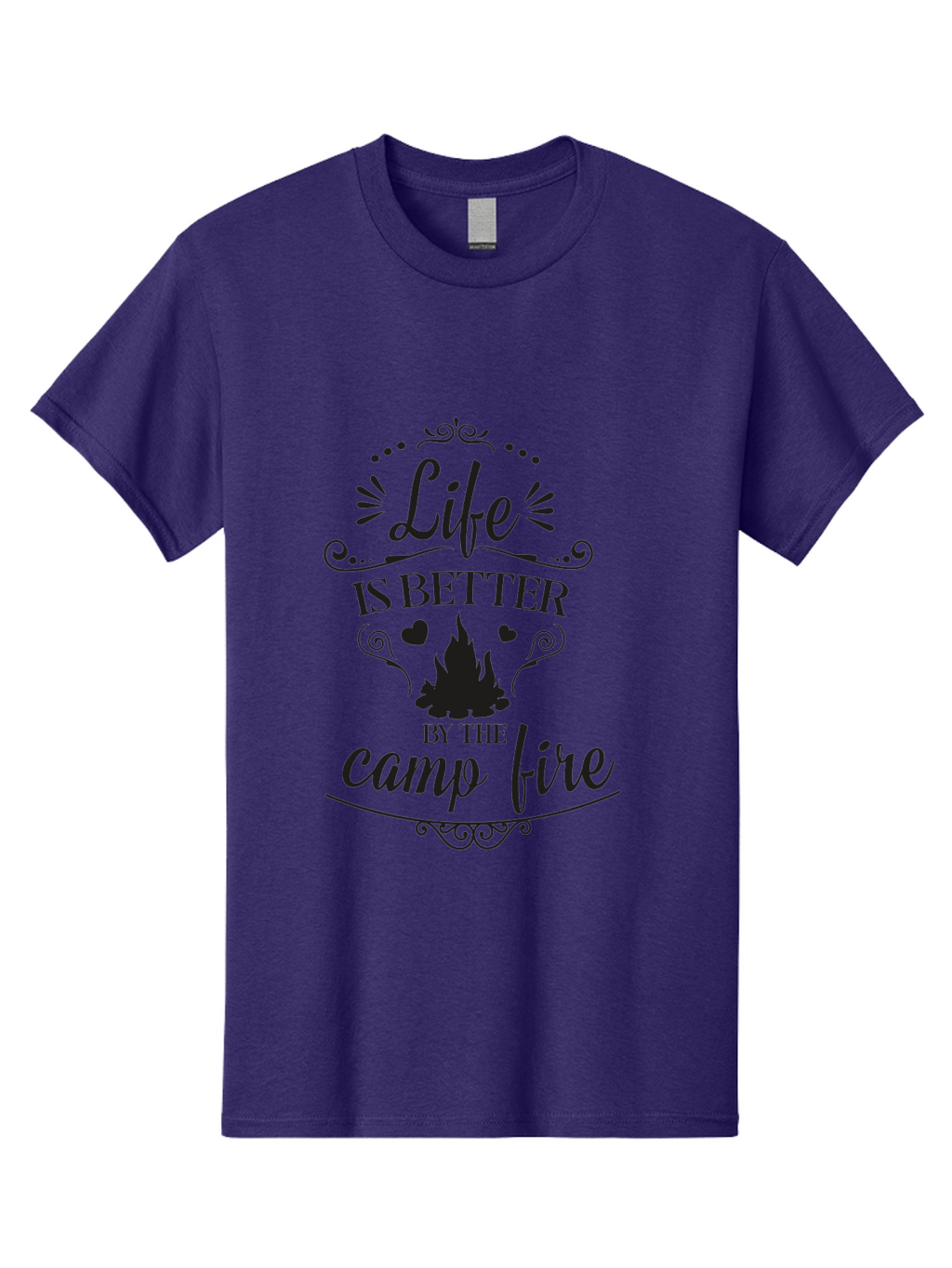 Life-Is-Better-By-The-Camp-Fire Men'S Graphic Tee, 100% Cotton, Comfortable Casual Summer Wear, Machine Washable, Camping Quotes, Campfire Inspiration, Outdoor Adventure, Nature Lovers, Wilderness Exploration, Camping Life, Aac944