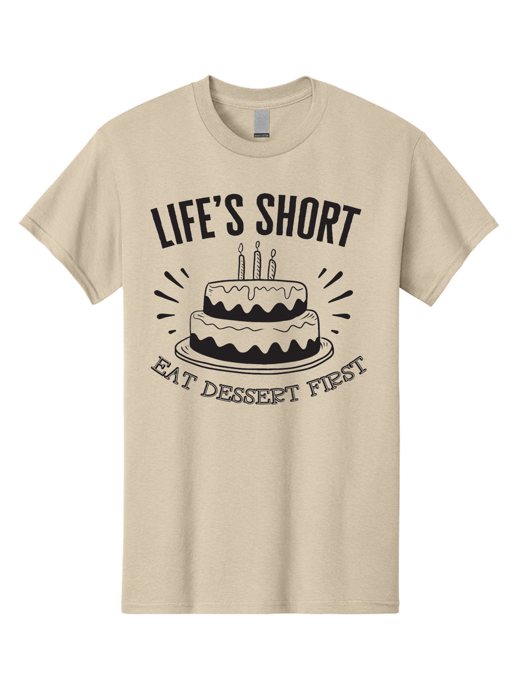 Life-S-Short-Eat-Dessert-First Men'S Graphic Tee, 100% Cotton, Comfortable Casual Summer Wear, Machine Washable, Life'S Short Eat Dessert First, Birthday Cake, Dessert Lovers, Sweet Treats, Indulgent Delights, Celebratory Treats, Aac951