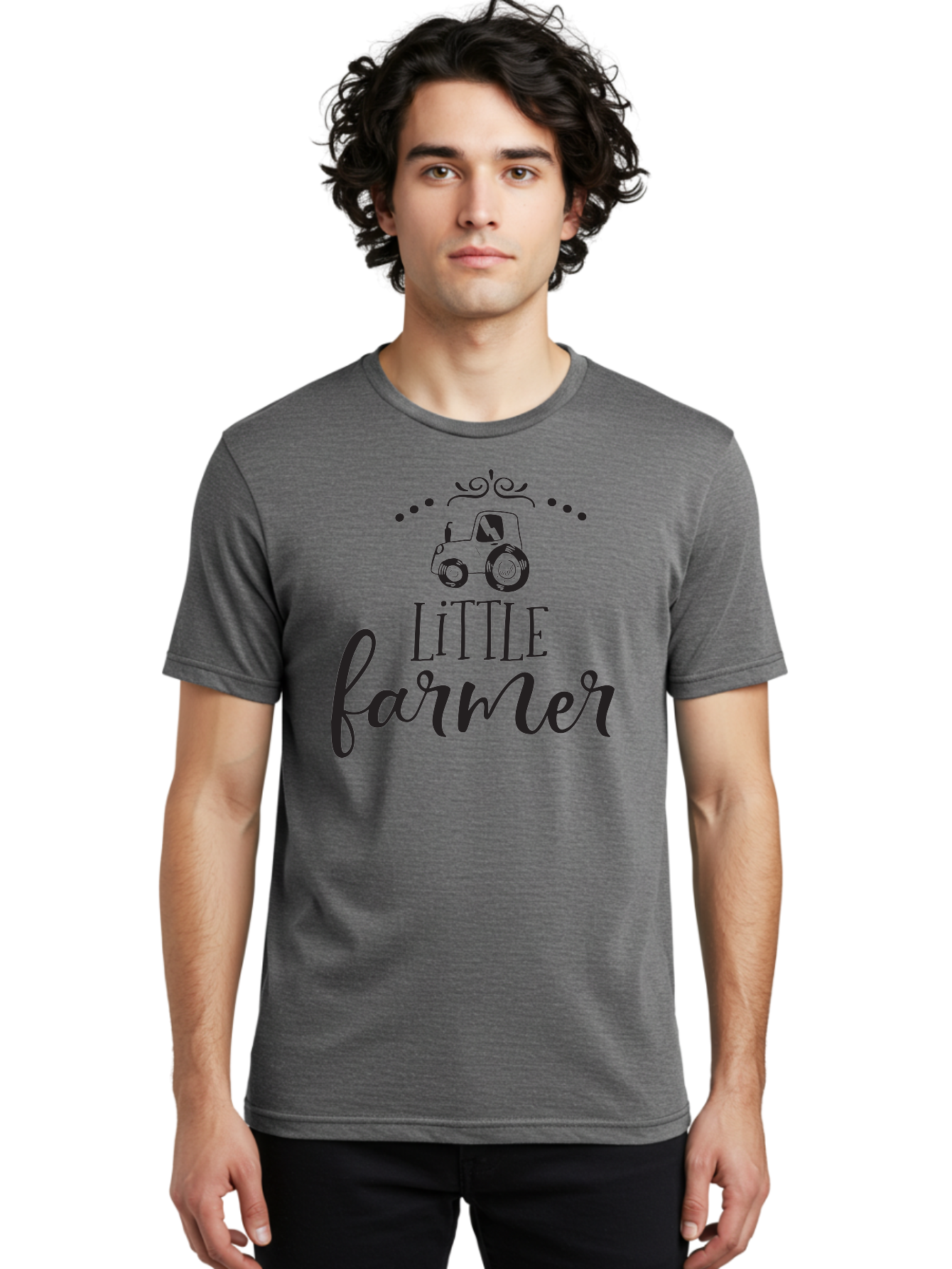 Little-Farmer Men'S Graphic Tee, 100% Cotton, Comfortable Casual Summer Wear, Machine Washable, Tractor Illustration, Farming Graphics, Agricultural Design, Farm-Themed Artwork, Whimsical Typography, Farmer Logo, Countryside Charm, Aac954