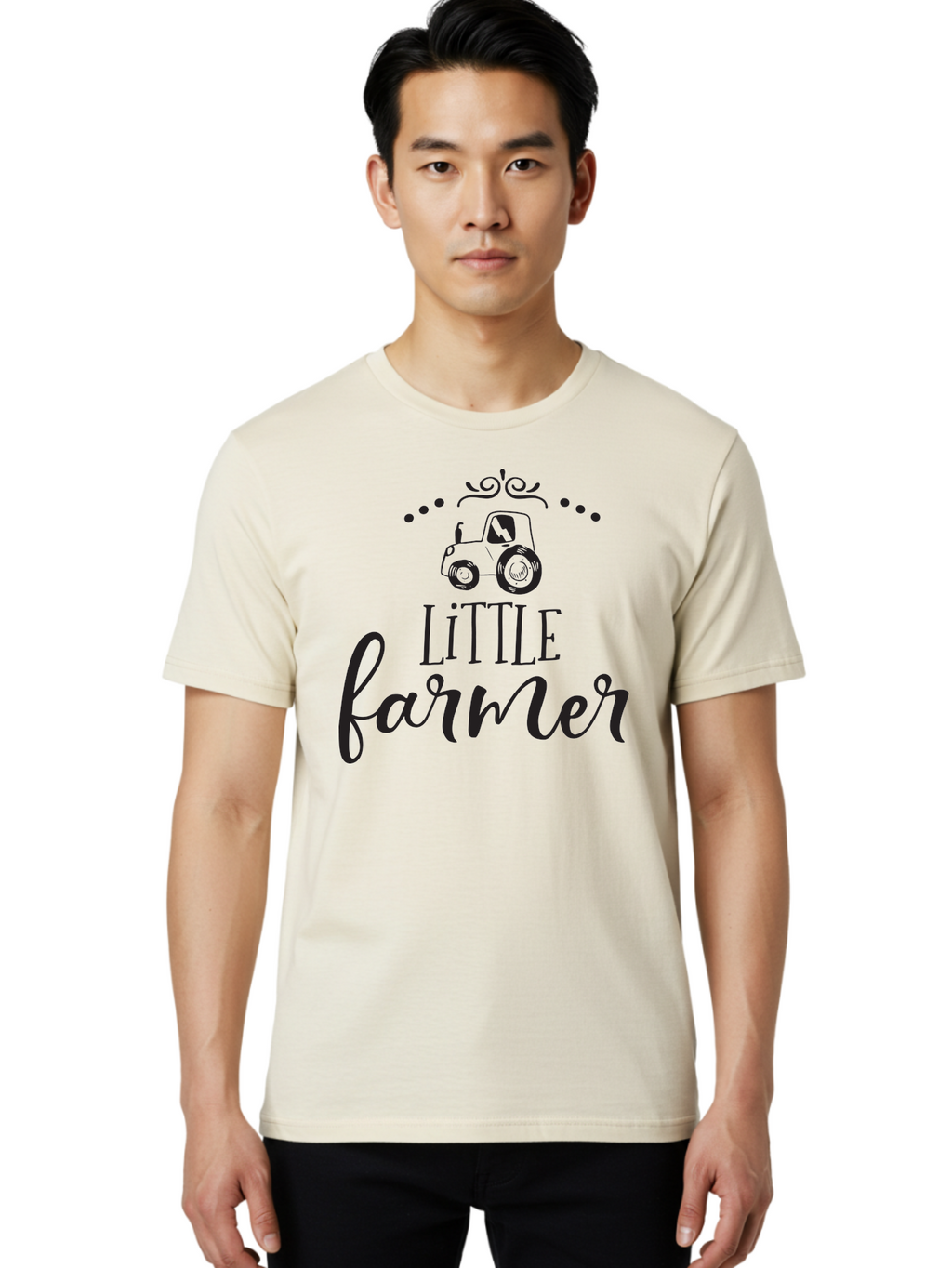 Little-Farmer Men'S Graphic Tee, 100% Cotton, Comfortable Casual Summer Wear, Machine Washable, Tractor Illustration, Farming Graphics, Agricultural Design, Farm-Themed Artwork, Whimsical Typography, Farmer Logo, Countryside Charm, Aac954