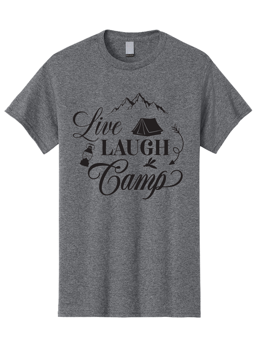 Live-Laugh-Camp Men'S Graphic Tee, 100% Cotton, Comfortable Casual Summer Wear, Machine Washable, Camping Adventure, Outdoor Fun, Tent, Mountains, Lantern, Mosquito, Campfire, Nature Escape, Wilderness Experience, Outdoor Recreation Aac961