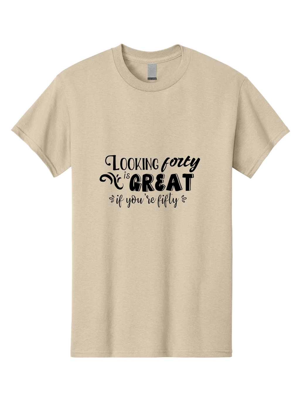 Looking-Forty-Is-Great Men'S Graphic Tee, 100% Cotton, Comfortable Casual Summer Wear, Machine Washable, Funny Quotes, Age Is Just A Number, Humor, Witty Sayings, Funny T-Shirts, Sarcastic Quotes, Funny Slogans, Great Designs Aac967