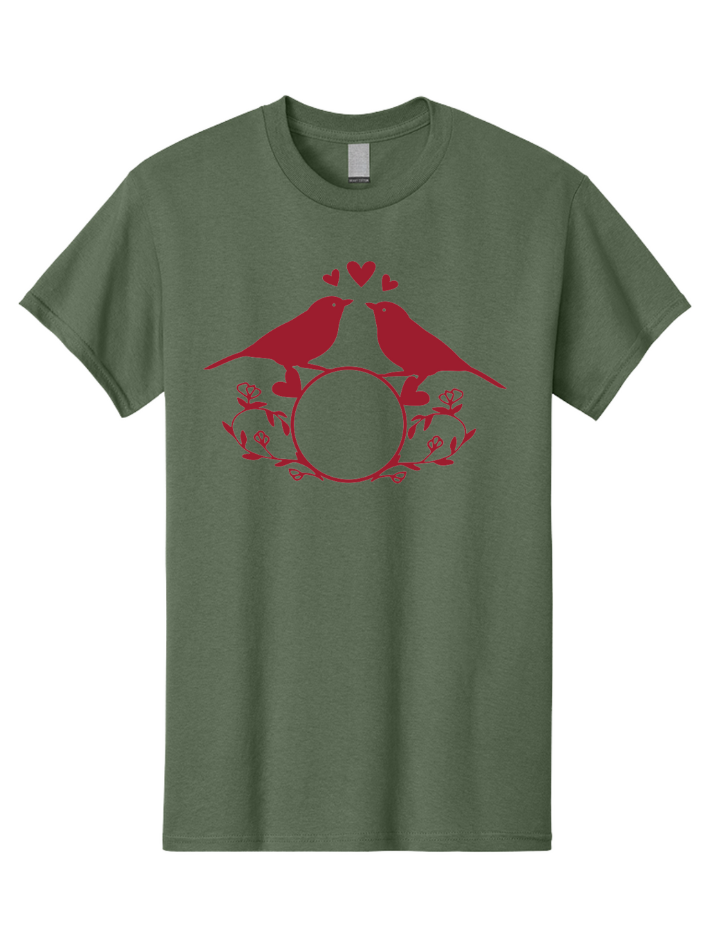 Love-Birds Men'S Graphic Tee, 100% Cotton, Comfortable Casual Summer Wear, Machine Washable, Love Birds Kissing, Heart Shaped Frame, Floral Design, Loving Couple, Romance, Love Birds Together, Tender Moment Aac972