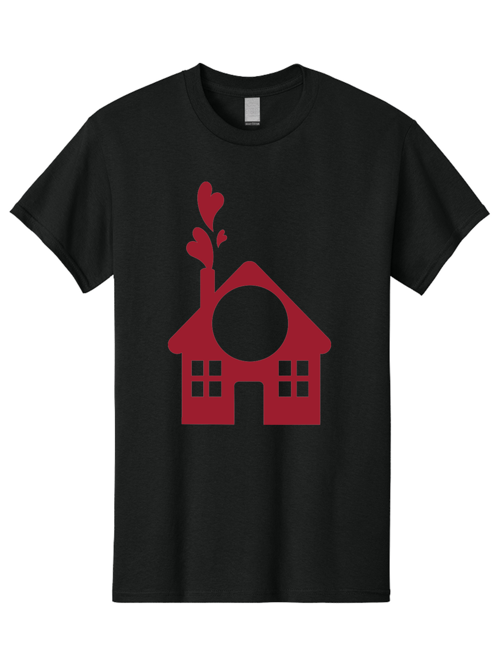 Love-Home Men'S Graphic Tee, 100% Cotton, Comfortable Casual Summer Wear, Machine Washable, Cozy Home, Red House, Heart Shaped Leaves, Chimney With Hearts, Simple Home Design, Modern House Illustration, Love Symbol, Heartwarming Home, Aac974