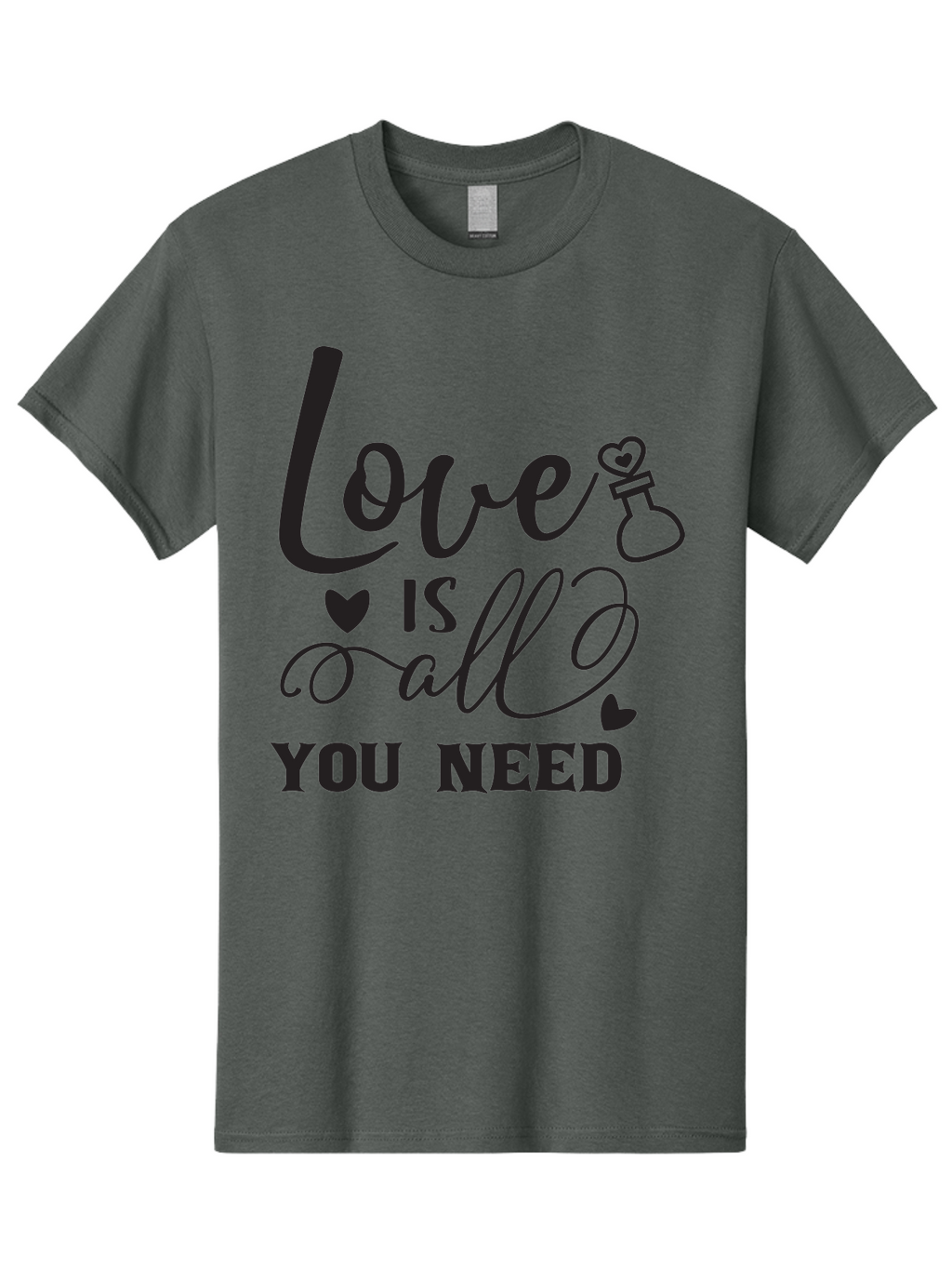 Love-Is-All-You-Need Men'S Graphic Tee, 100% Cotton, Comfortable Casual Summer Wear, Machine Washable, Love Quote, Inspirational Quote, Motivational Phrase, Heart Symbol, Love Potion, Romantic Message, Positive Affirmation, Aac975