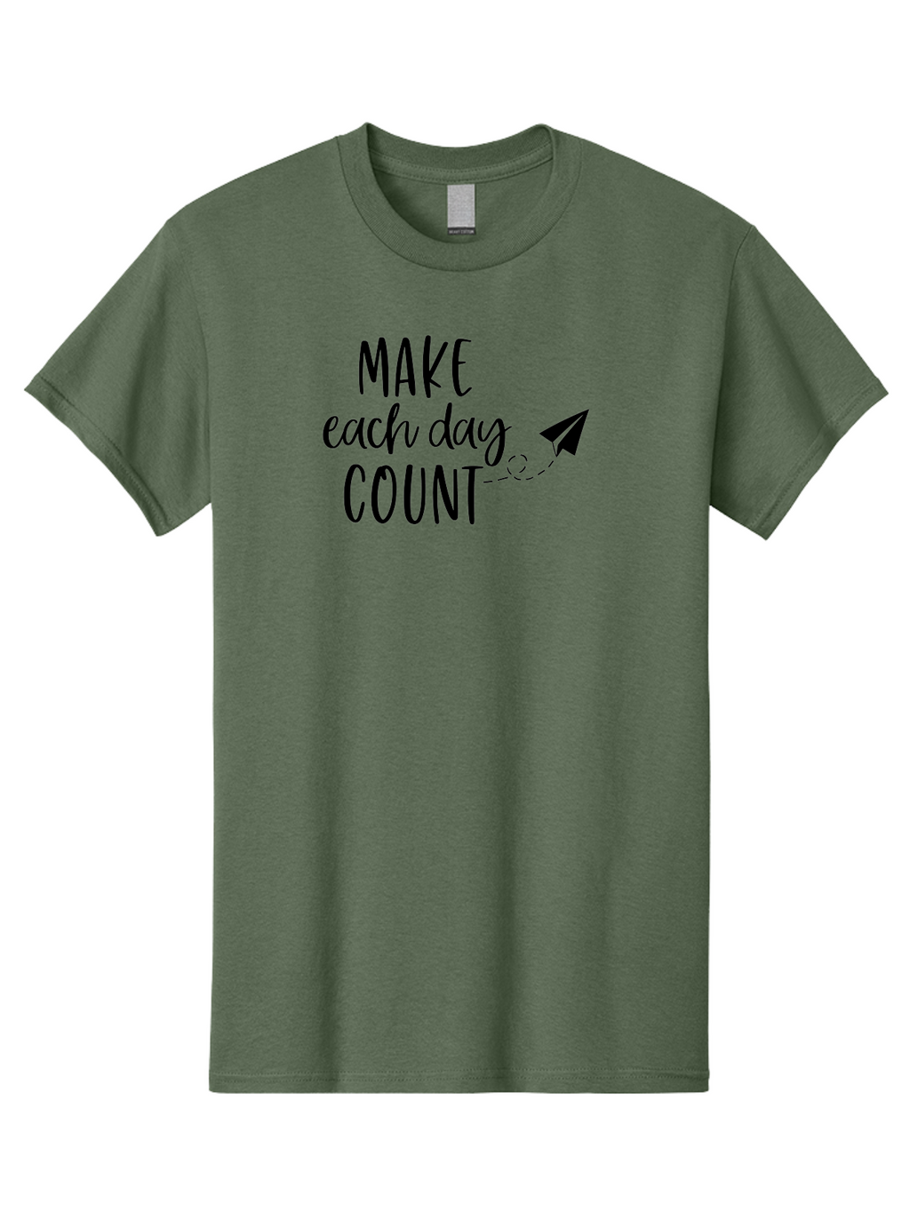 Make-Each-Day-Count Men'S Graphic Tee, 100% Cotton, Comfortable Casual Summer Wear, Machine Washable, Motivational Quote, Inspirational Message, Daily Motivation, Make Each Day Count, Positivity, Paper Airplane, Motivational Art, Goal Setting, Aac987