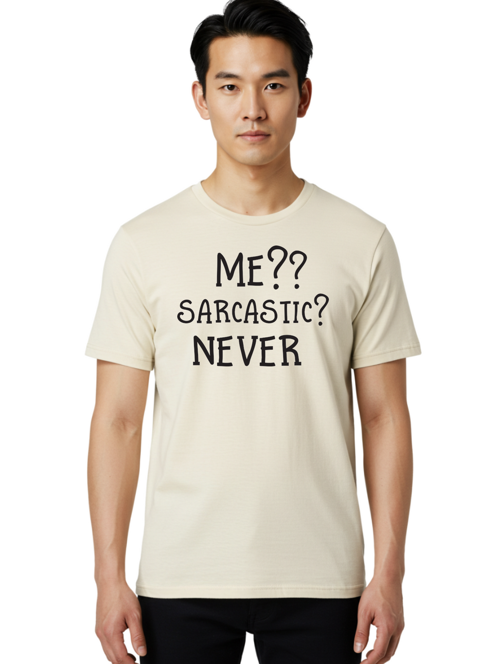 Me-Sarcastic-Never Men'S Graphic Tee, 100% Cotton, Comfortable Casual Summer Wear, Machine Washable, Sarcastic Humor, Funny Quotes, Witty Sayings, Sarcasm, Humor, Irony, Playful Jokes, Meme, Humoristic Expression Aac999