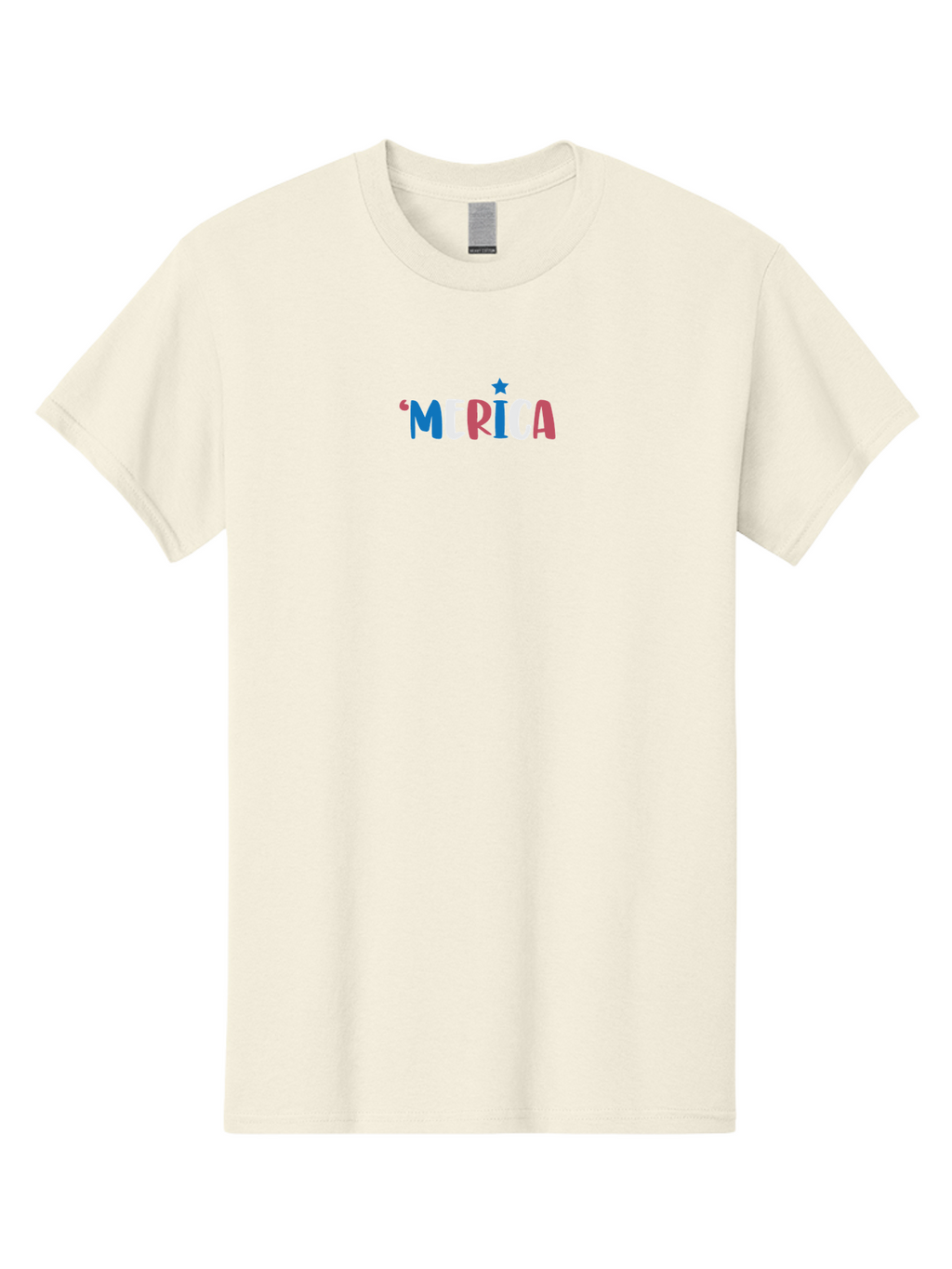 Merica Men'S Graphic Tee, 100% Cotton, Comfortable Casual Summer Wear, Machine Washable, Patriotic Design, 'Merica Text, Red White And Blue, American Flag Colors, Star Symbol, Bold Typography, Festive Atmosphere, Independence Day, Aad001