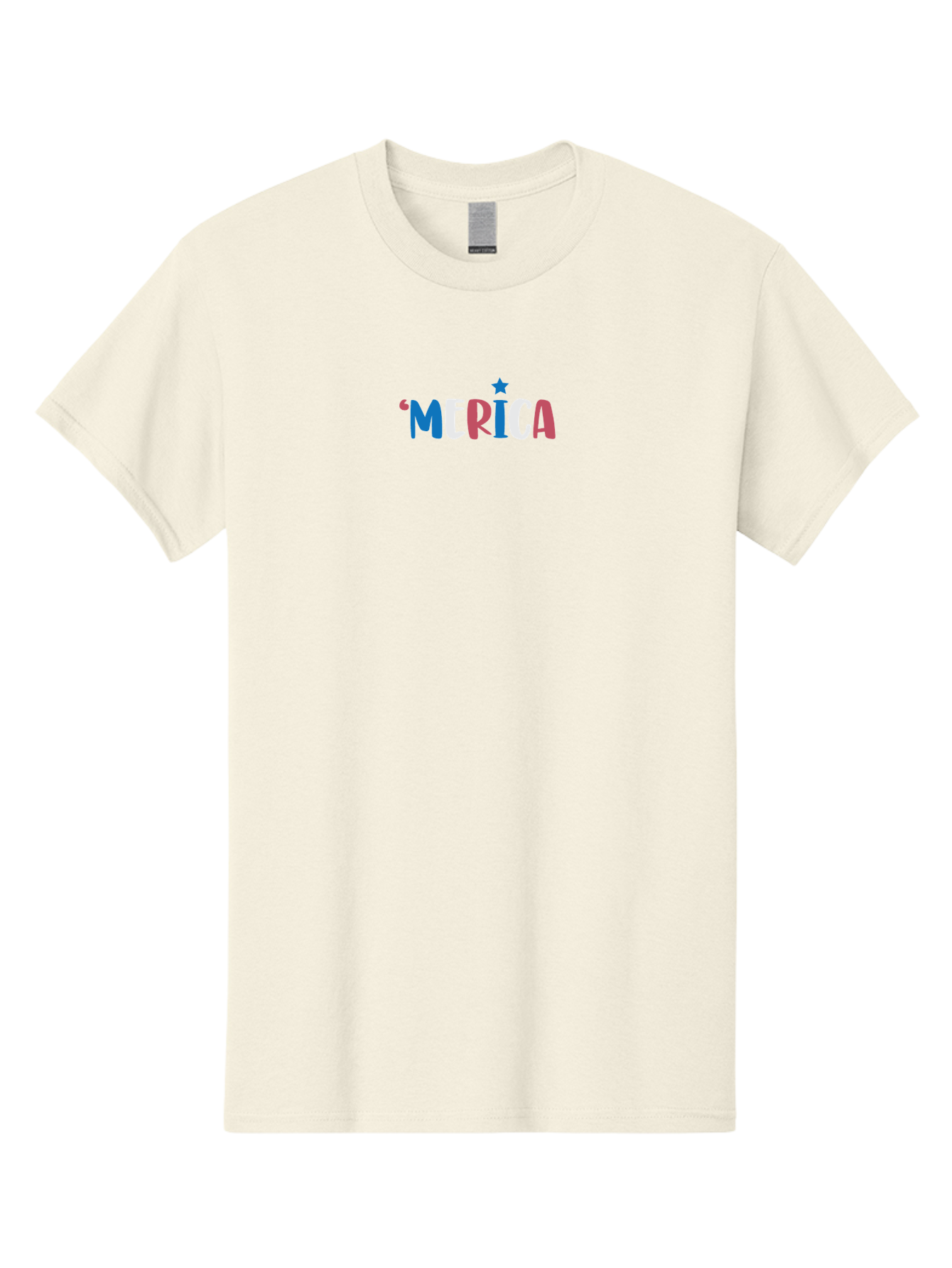 Merica Men'S Graphic Tee, 100% Cotton, Comfortable Casual Summer Wear, Machine Washable, Patriotic Design, 'Merica Text, Red White And Blue, American Flag Colors, Star Symbol, Bold Typography, Festive Atmosphere, Independence Day, Aad001