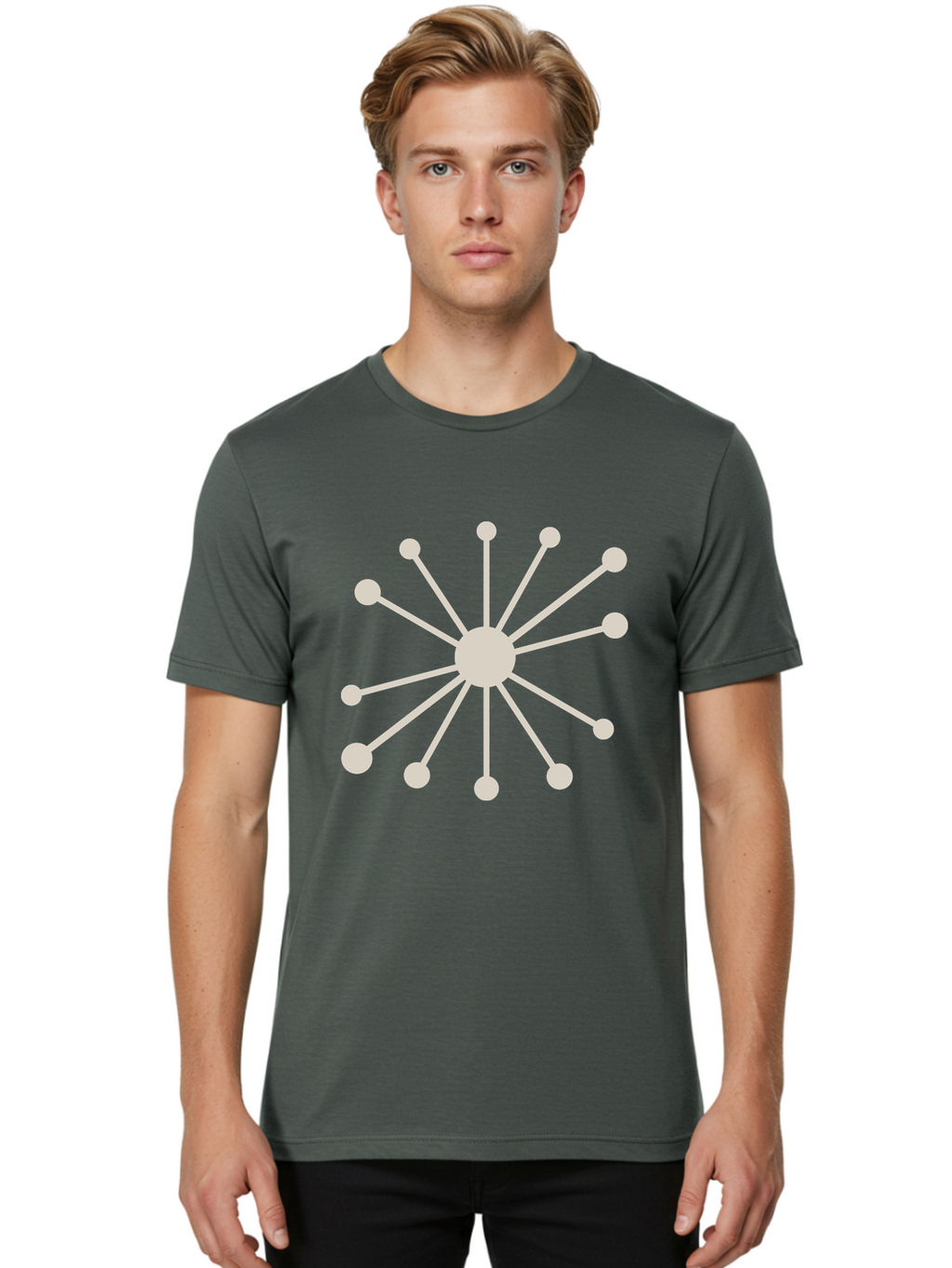 Molecular-Structure Men'S Graphic Tee, 100% Cotton, Comfortable Casual Summer Wear, Machine Washable, Network Diagram, Interconnected Nodes, Web Design, Digital Connections, Futuristic Tech, Abstract Art, Modern Graphic, Minimalist Style Aad010