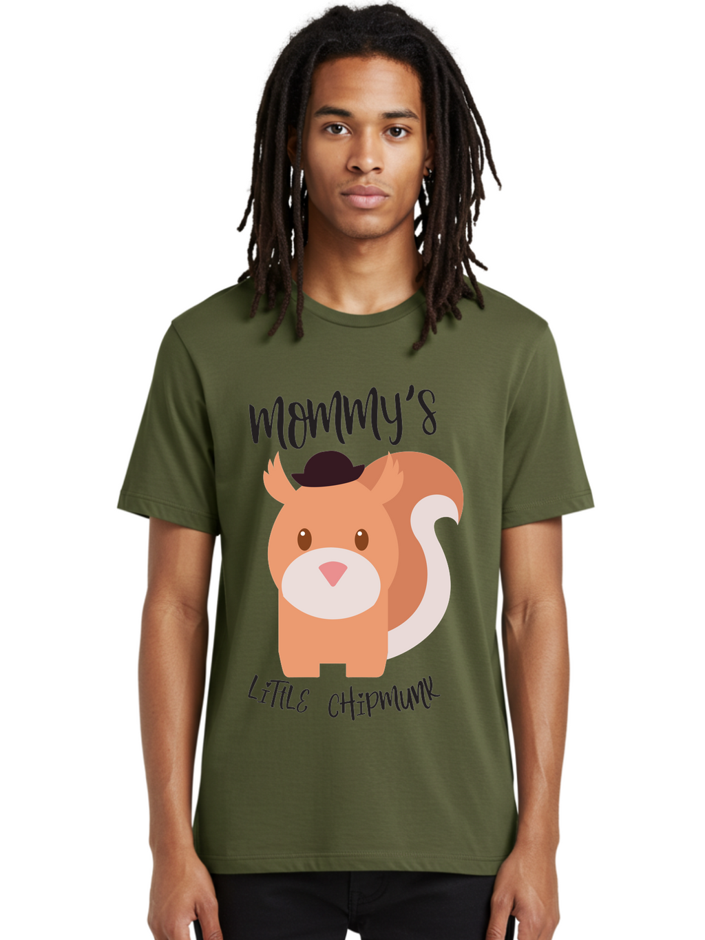 Mommy-S-Little-Chipmunk Men'S Graphic Tee, 100% Cotton, Comfortable Casual Summer Wear, Machine Washable, Chipmunk Cartoon, Animal Graphics, Cartoon Character Design, Nursery Art, Cute Squirrel Illustration, Children'S Graphic Design, Aad017