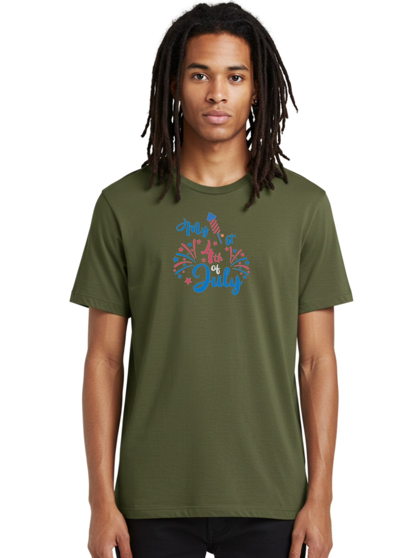 My-1St-4Th-Of-July Men'S Graphic Tee, 100% Cotton, Comfortable Casual Summer Wear, Machine Washable, 4Th Of July Celebration, Fireworks Display, Festive Atmosphere, Baby'S First 4Th Of July, Independence Day, Holiday Cheer, Patriotic Theme, Aad032
