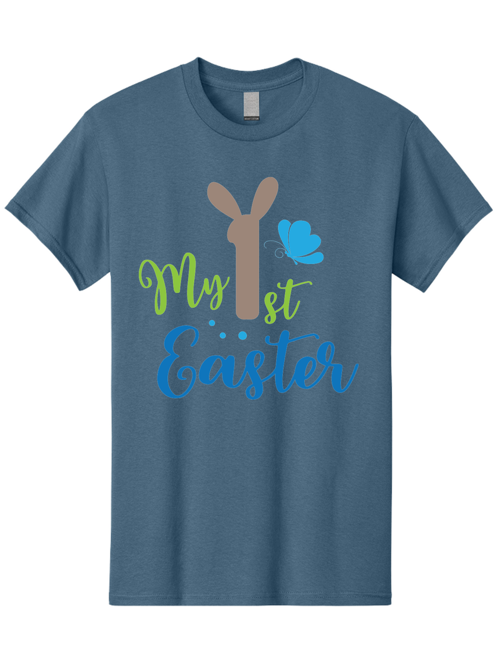 My-1St-Easter Men'S Graphic Tee, 100% Cotton, Comfortable Casual Summer Wear, Machine Washable, Easter Bunny Design, Baby'S First Easter, Easter Celebration, Spring Theme, Childrens Artwork, Cute Graphics, Festive Decorations, Easter Eggs, Aad034