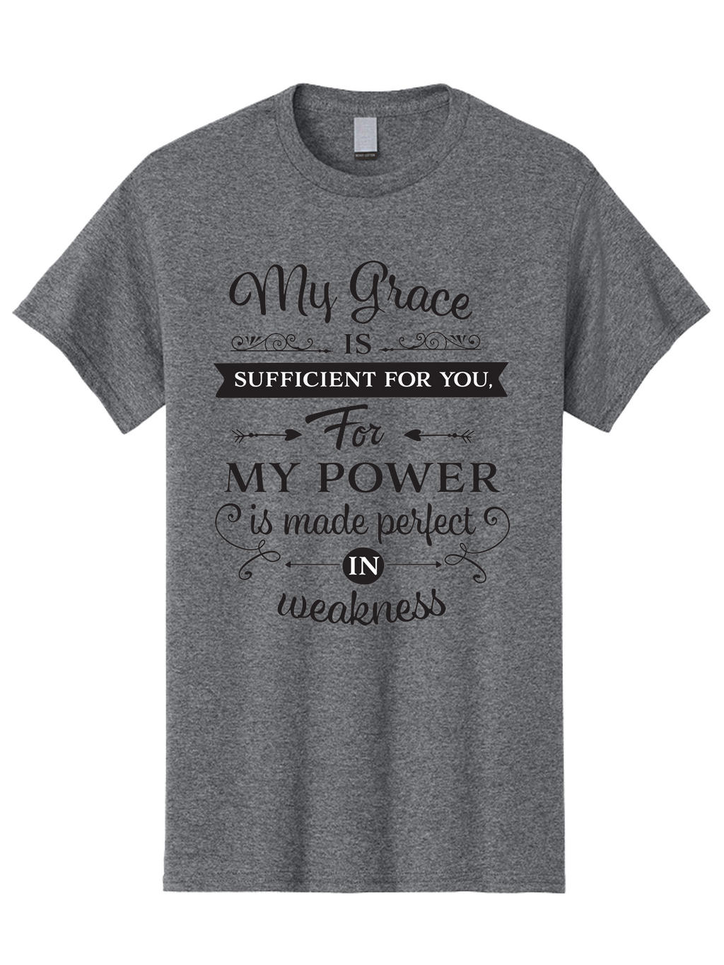 My-Grace-Is-Sufficient Men'S Graphic Tee, 100% Cotton, Comfortable Casual Summer Wear, Machine Washable, Inspirational Quote, Motivational Words, Faith-Based Message, Spiritual Guidance, Encouraging Scripture, Divine Love, Sacred Text, Aad038