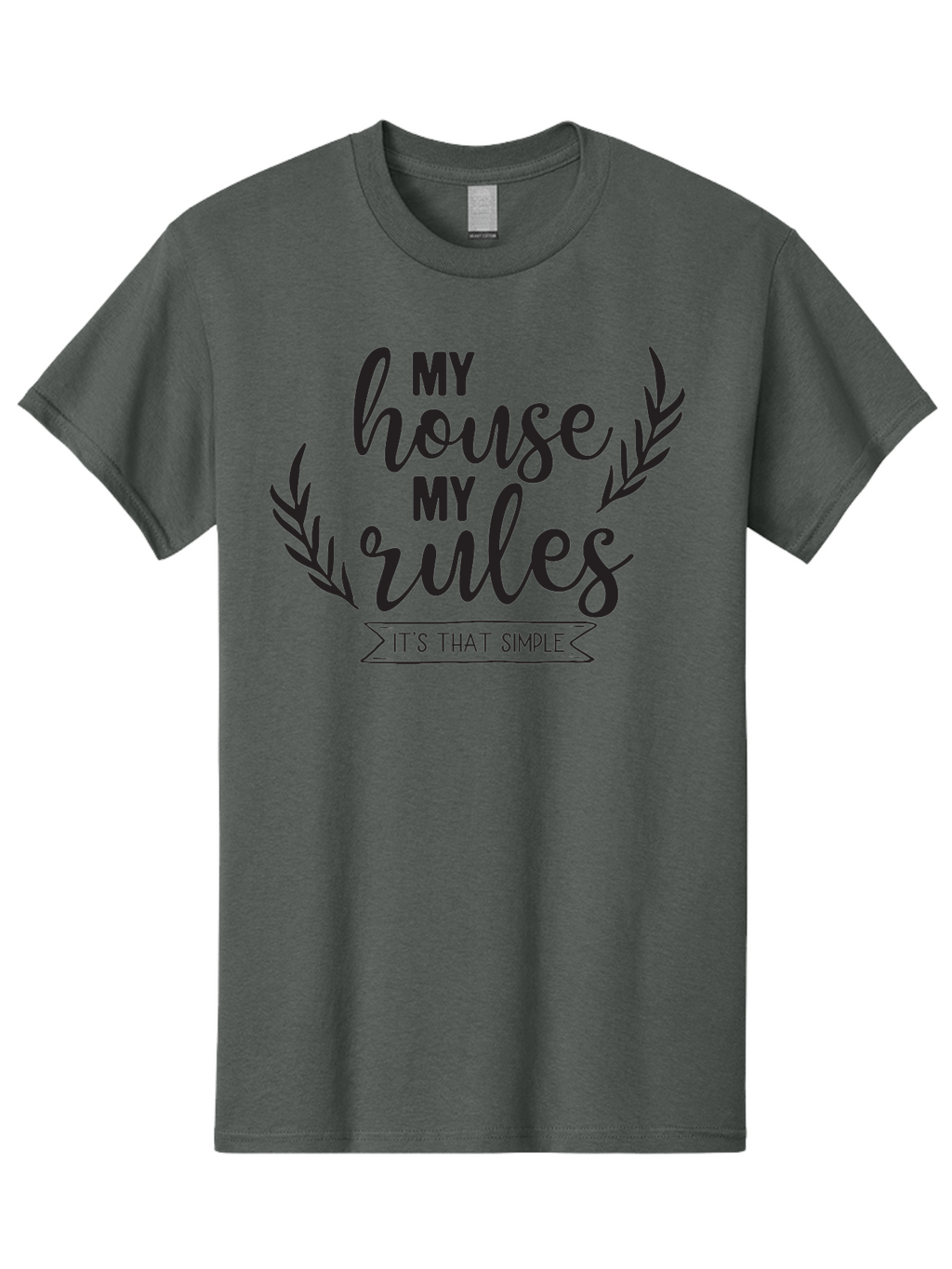 My-House-My-Rules Men'S Graphic Tee, 100% Cotton, Comfortable Casual Summer Wear, Machine Washable, House Rules, Simple Living, Home Decor, Wall Art, Inspirational Quotes, Motivational Phrases, Home Sweet Home, Positive Vibes Aad040