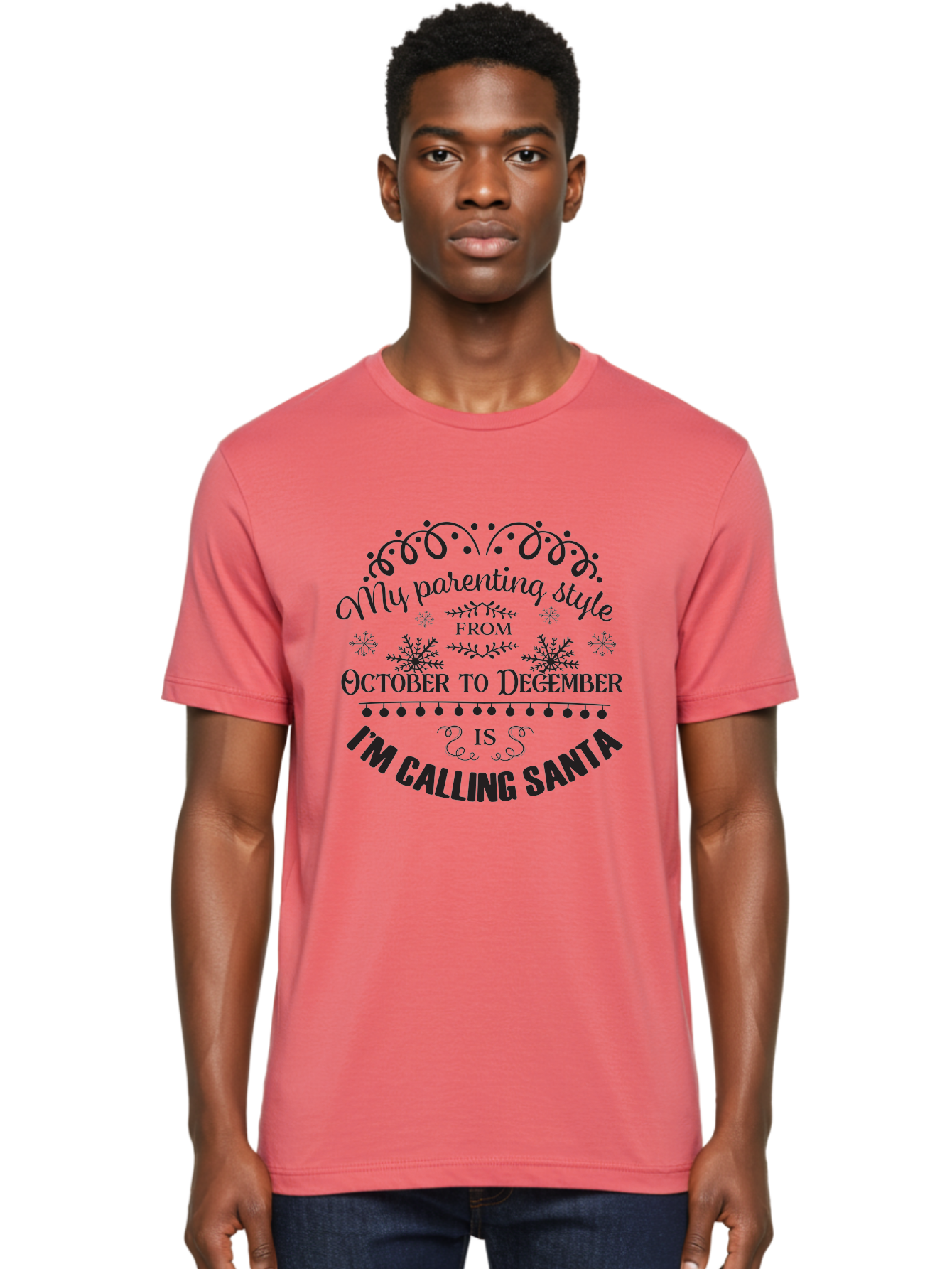 My-Parenting-Style Men'S Graphic Tee, 100% Cotton, Comfortable Casual Summer Wear, Machine Washable, Funny Parenting Quote, Parenting Style, Holiday Humor, Christmas Magic, Parenting Memes, Humorous Quote, Festive, Aad045