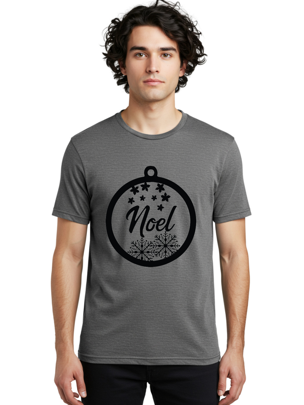 Noel Men'S Graphic Tee, 100% Cotton, Comfortable Casual Summer Wear, Machine Washable, Christmas Ornament, Festive Decoration, Holiday Decor, Noel Sign, Snowflakes, Stars, Merry Christmas, Winter Wonderland, Seasonal Greetings Aad057