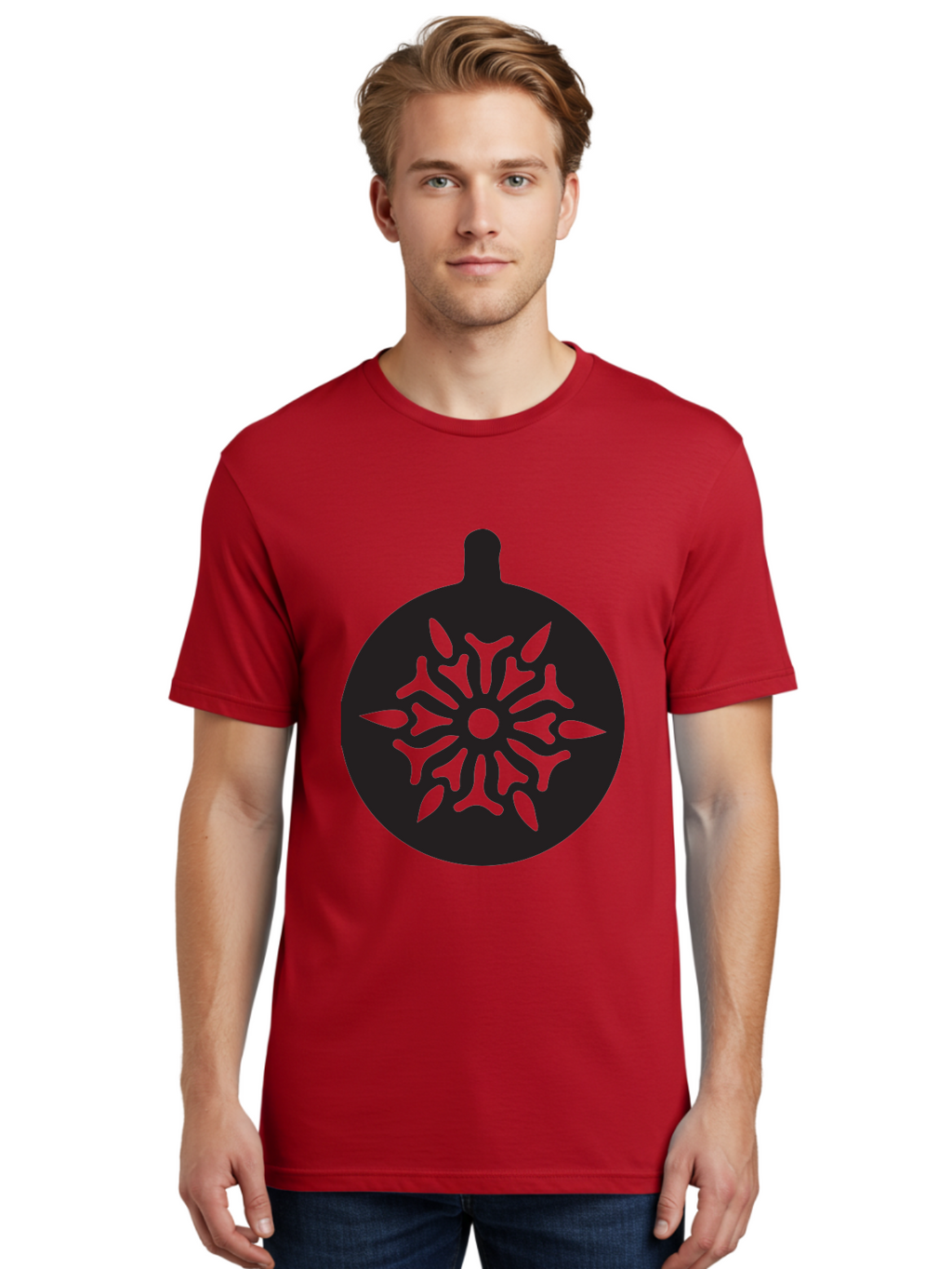 Ornament Men'S Graphic Tee, 100% Cotton, Comfortable Casual Summer Wear, Machine Washable, Christmas Ornament, Snowflake Design, Festive Decor, Holiday Symbol, Winter Theme, Decorative Art, Seasonal Icon Aad075