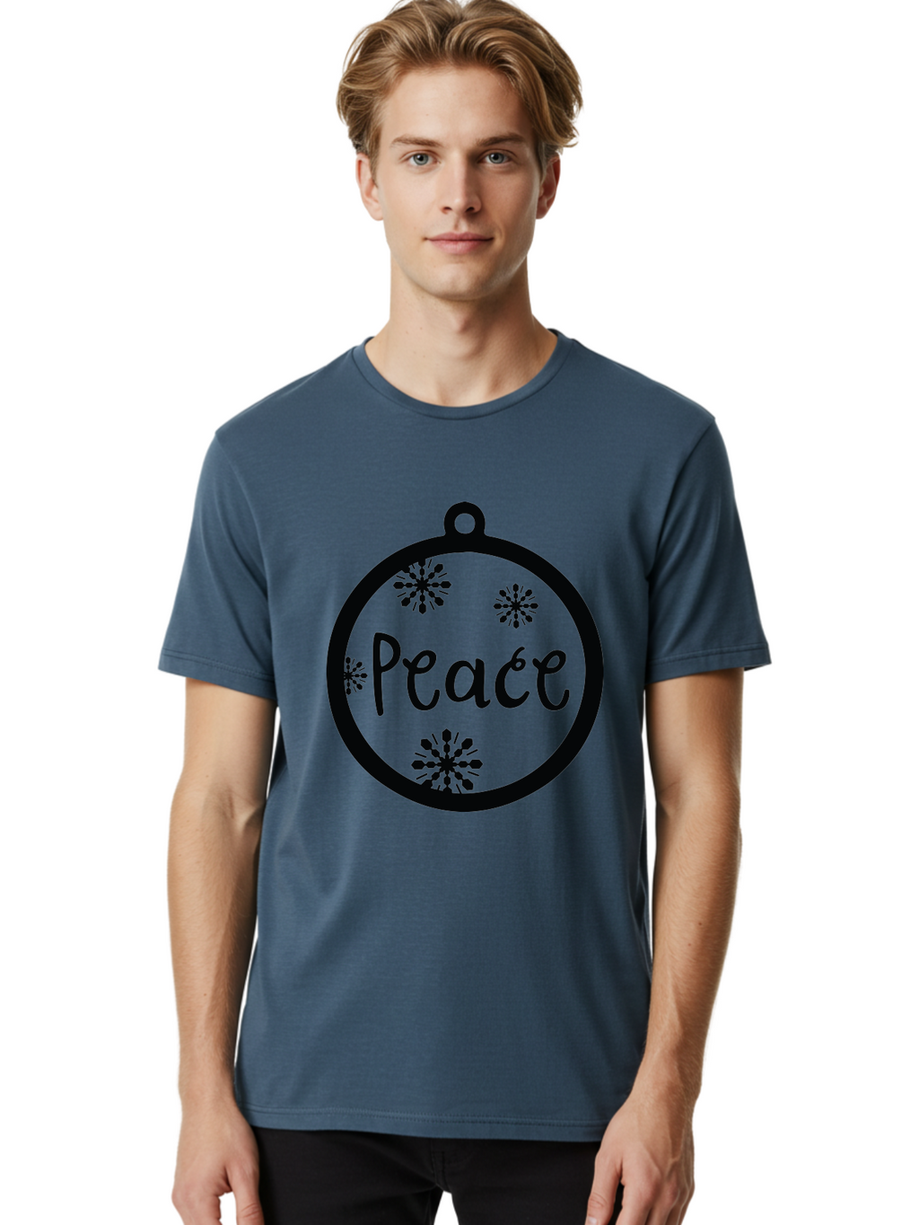 Peace-Ornament Men'S Graphic Tee, 100% Cotton, Comfortable Casual Summer Wear, Machine Washable, Peace, Christmas Ornaments, Snowflakes, Holiday Decor, Winter Wonderland, Festive Design, Christmas Decorations, Ornaments, Holiday Season Aad084