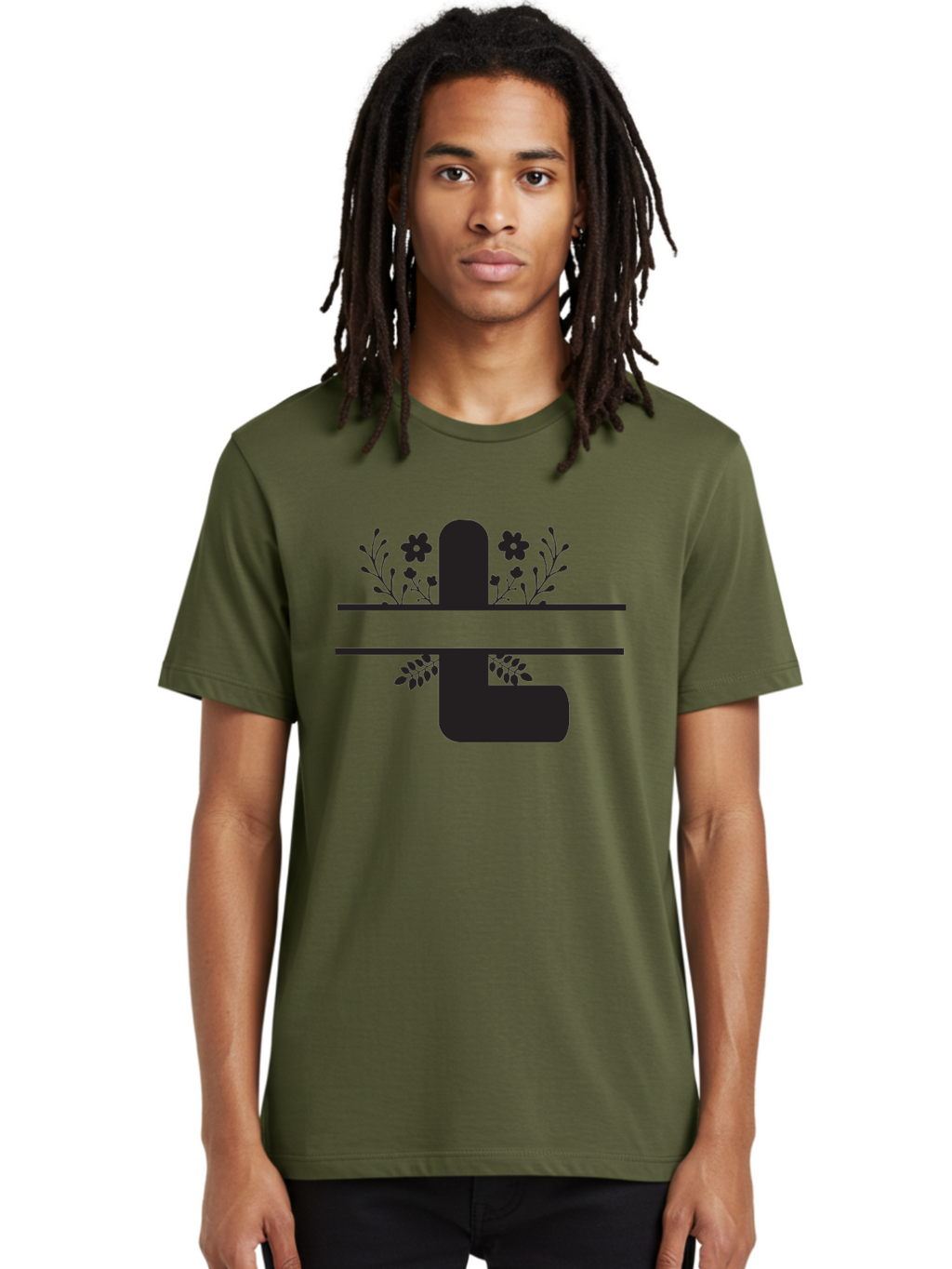 Pipe-With-Flowers Men'S Graphic Tee, 100% Cotton, Comfortable Casual Summer Wear, Machine Washable, Pipe With Flowers, Minimalist Design, Black Silhouette, Floral Elements, Artistic Illustration, Simple Shapes, Modern Art, Creative Concept Aad095