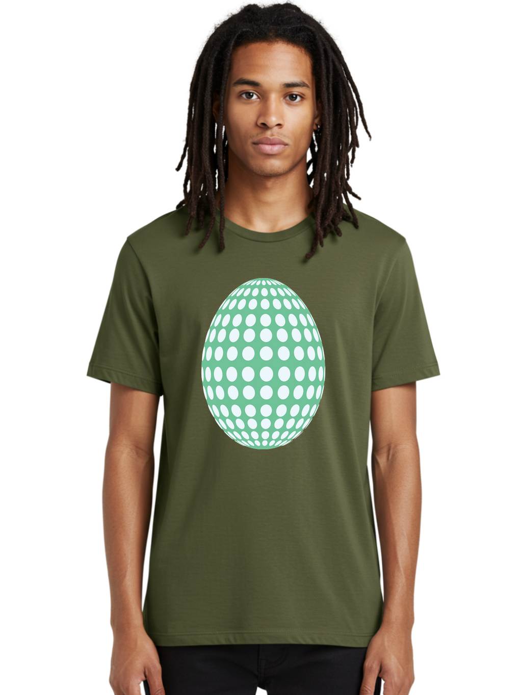 Polka-Dot-Egg Men'S Graphic Tee, 100% Cotton, Comfortable Casual Summer Wear, Machine Washable, Polka Dot Pattern, White Dots, Oval Shape, Easter Egg, Creative Design, Artistic Illustration, Decorative Element, Modern Graphic Aad098