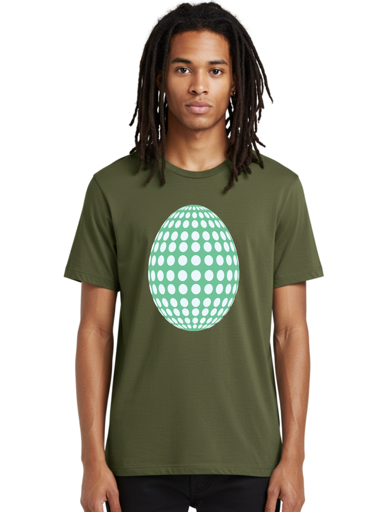 Polka-Dot-Egg Men'S Graphic Tee, 100% Cotton, Comfortable Casual Summer Wear, Machine Washable, Polka Dot Pattern, White Dots, Oval Shape, Easter Egg, Creative Design, Artistic Illustration, Decorative Element, Modern Graphic Aad098