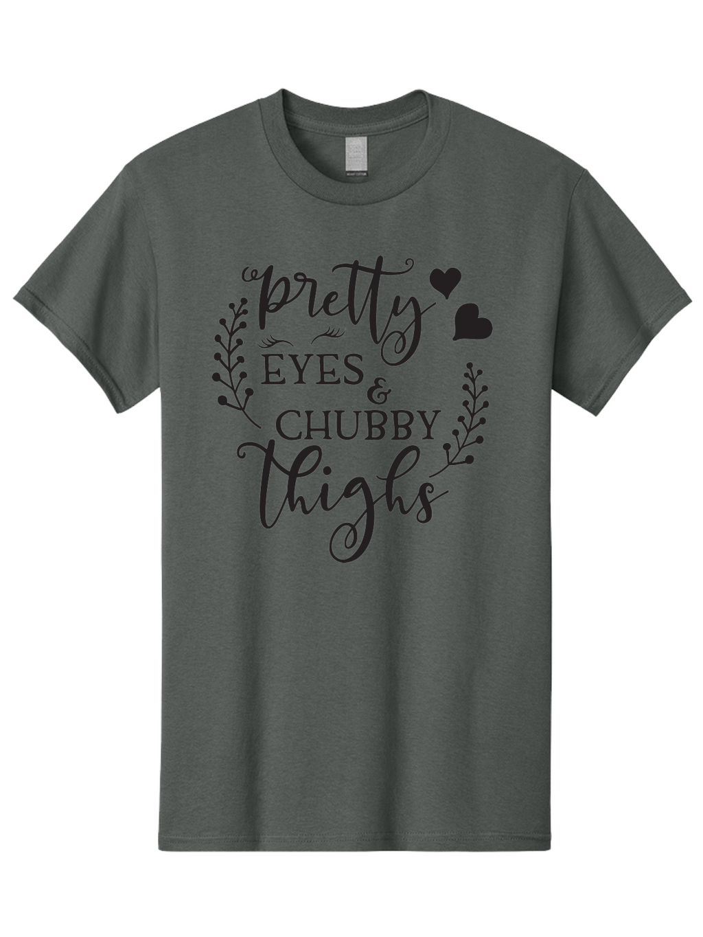 Pretty-Eyes-Chubby-Thighs Men'S Graphic Tee, 100% Cotton, Comfortable Casual Summer Wear, Machine Washable, Cute Typography, Body Positivity, Self Love, Confidence Boost, Empowerment, Lovely Quotes, Charming Phrases, Inspiration, Motivation Aad100