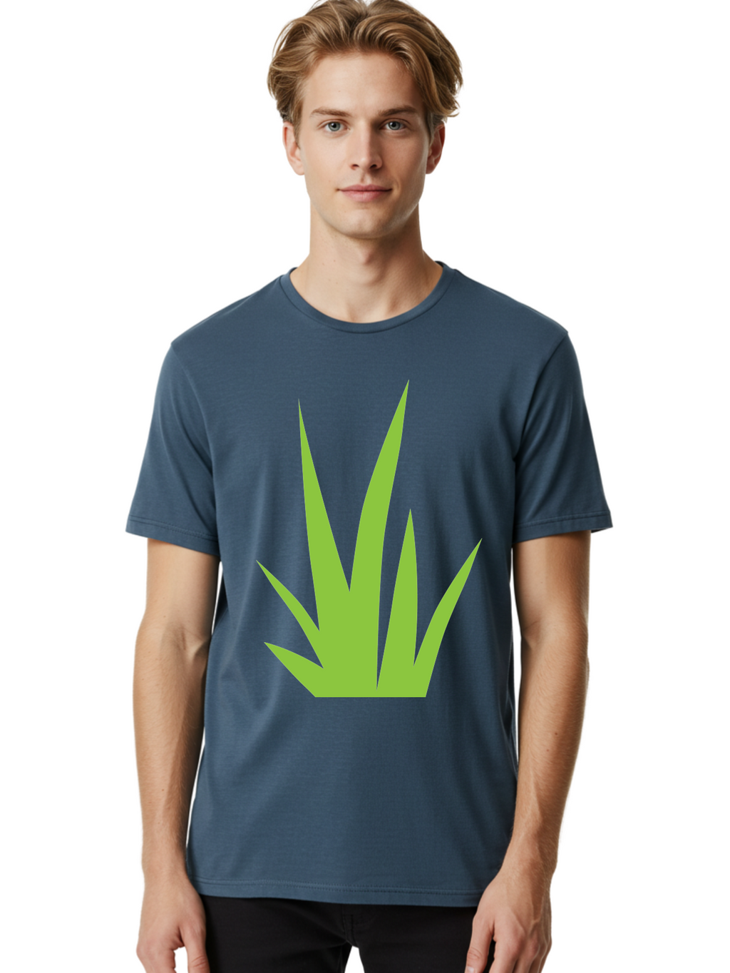Prickly-Leaves Men'S Graphic Tee, 100% Cotton, Comfortable Casual Summer Wear, Machine Washable, Palm Leaves, Tropical Foliage, Minimalist Design, Simple Shapes, Leafy Graphics, Vector Art, Green Leaves Aad101