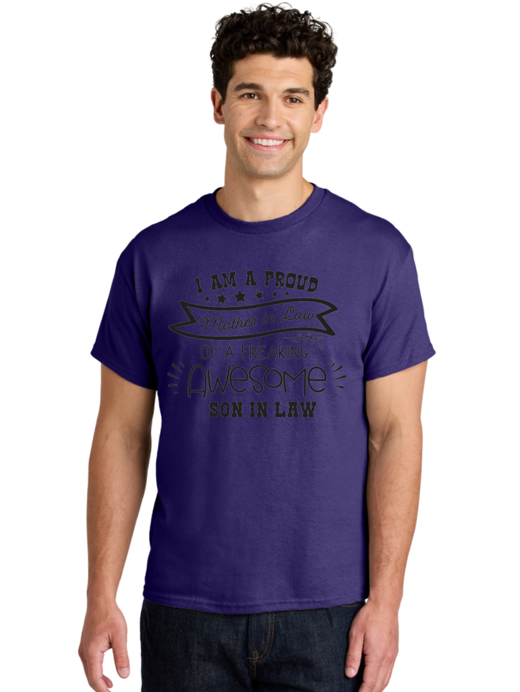 Proud-Mother-In-Law Men'S Graphic Tee, 100% Cotton, Comfortable Casual Summer Wear, Machine Washable, Proud Mother In Law, Awesome Son In Law, Family Bonding, Loving Relationship, Funny Quote, Mother In Law Gift, Son In Law Appreciation, Aad102