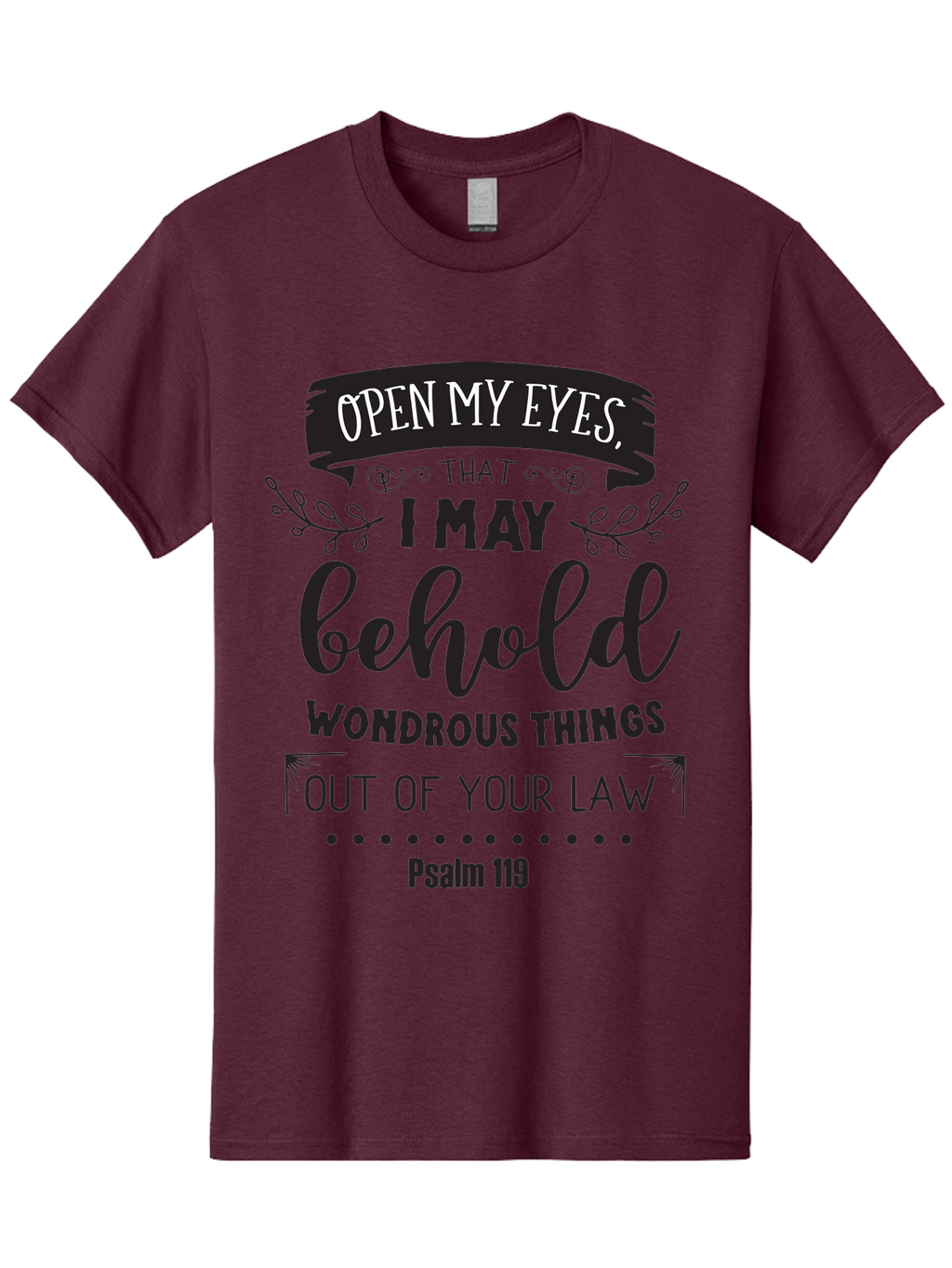 Psalm-119 Men'S Graphic Tee, 100% Cotton, Comfortable Casual Summer Wear, Machine Washable, Inspirational Quote, Psalm 119, Biblical Scripture, Motivational Words, Faith-Based Design, Spiritual Message, Wondrous Things, Divine Guidance, Aad104